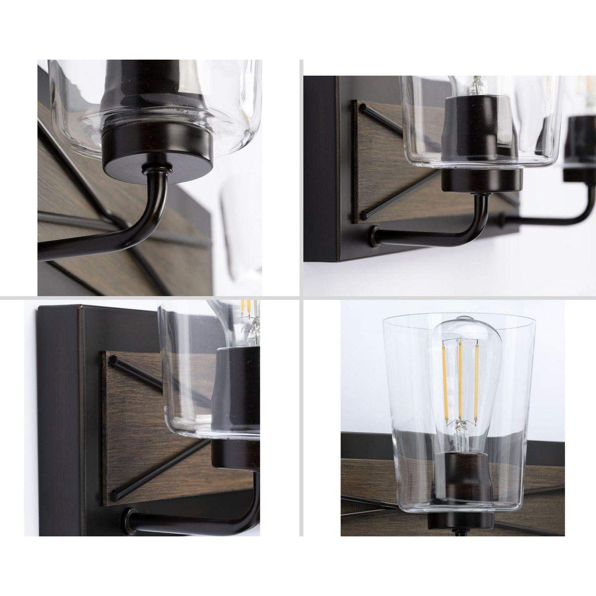 PROGRESS LIGHTING Briarwood Collection 3-Light Coastal Bathroom Vanity Fixture - Clear Glass Shade in Antique Bronze Finish | Perfect for Beach House, Coastal Decor & Bathroom Lighting Upgrade