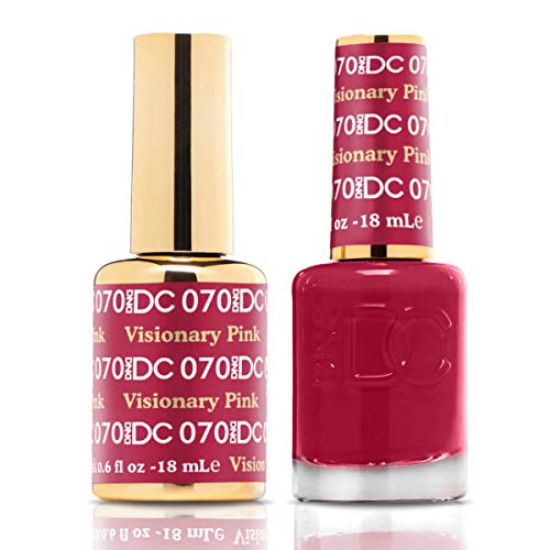 DnD DC Visionary Pink #070 UV LED Gel Polish & Free Matching Nail Polish Set - 2x18ml - Long Lasting Salon Quality Nail Colors for Manicures, Pedicures & Nail Art