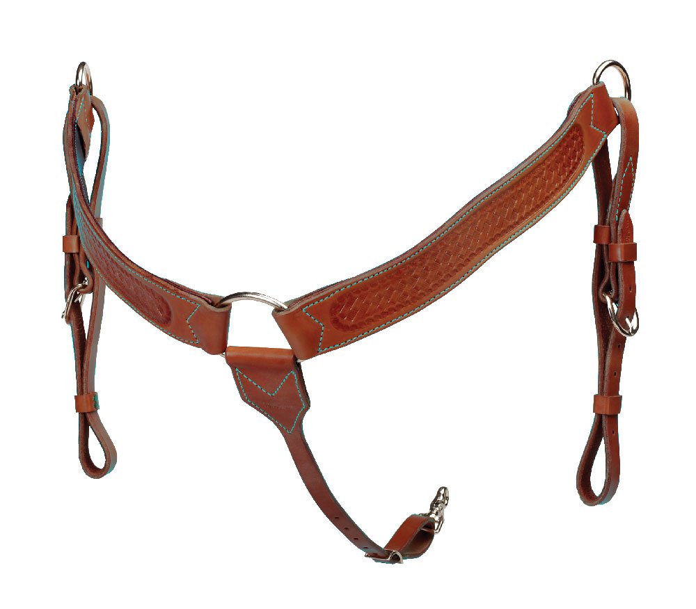 Colorado Saddlery All-Around Breast Collar with Basket Stamp - Durable Leather Horse Riding Equipment for Trail, Ranch & Show Use