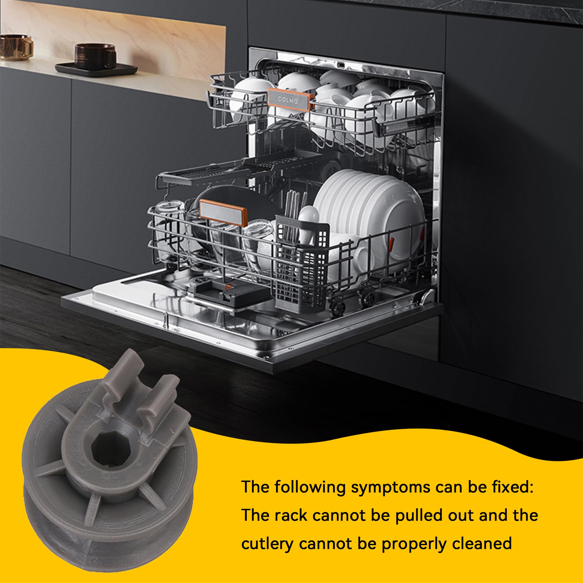 8PCS Dishwasher Roller Assembly Replacement - Compatible with Kenmore Upper & Lower Dish Rack Wheels - Durable Rollers for Smooth Gliding - Perfect for Kitchen Appliance Repair and Maintenance