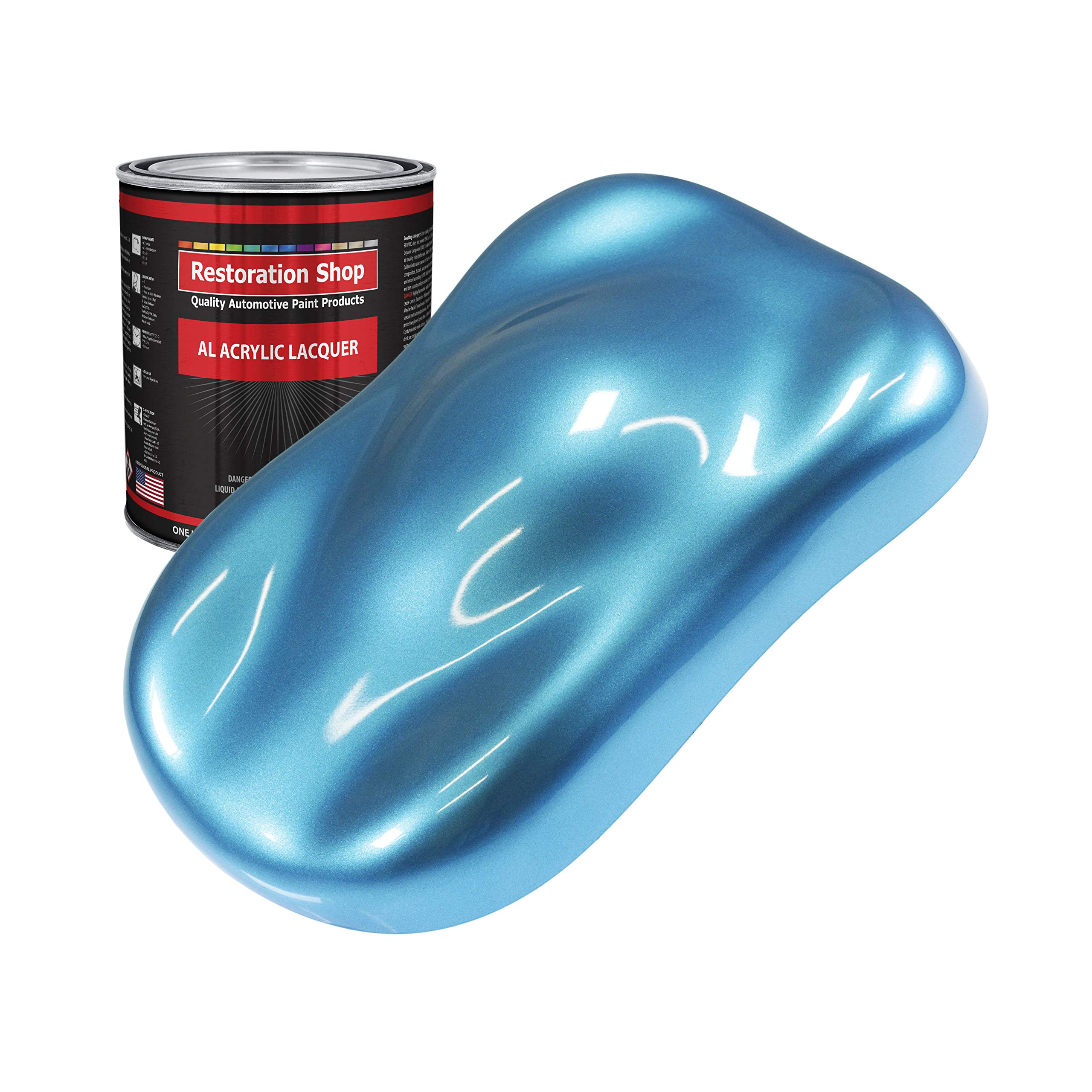 Restoration Shop Electric Blue Metallic Acrylic Lacquer Auto Paint - 1 Quart Professional Gloss Finish for Cars, Trucks, Guitars & Furniture Refinishing | Perfect for DIY Automotive Restoration & Custom Projects