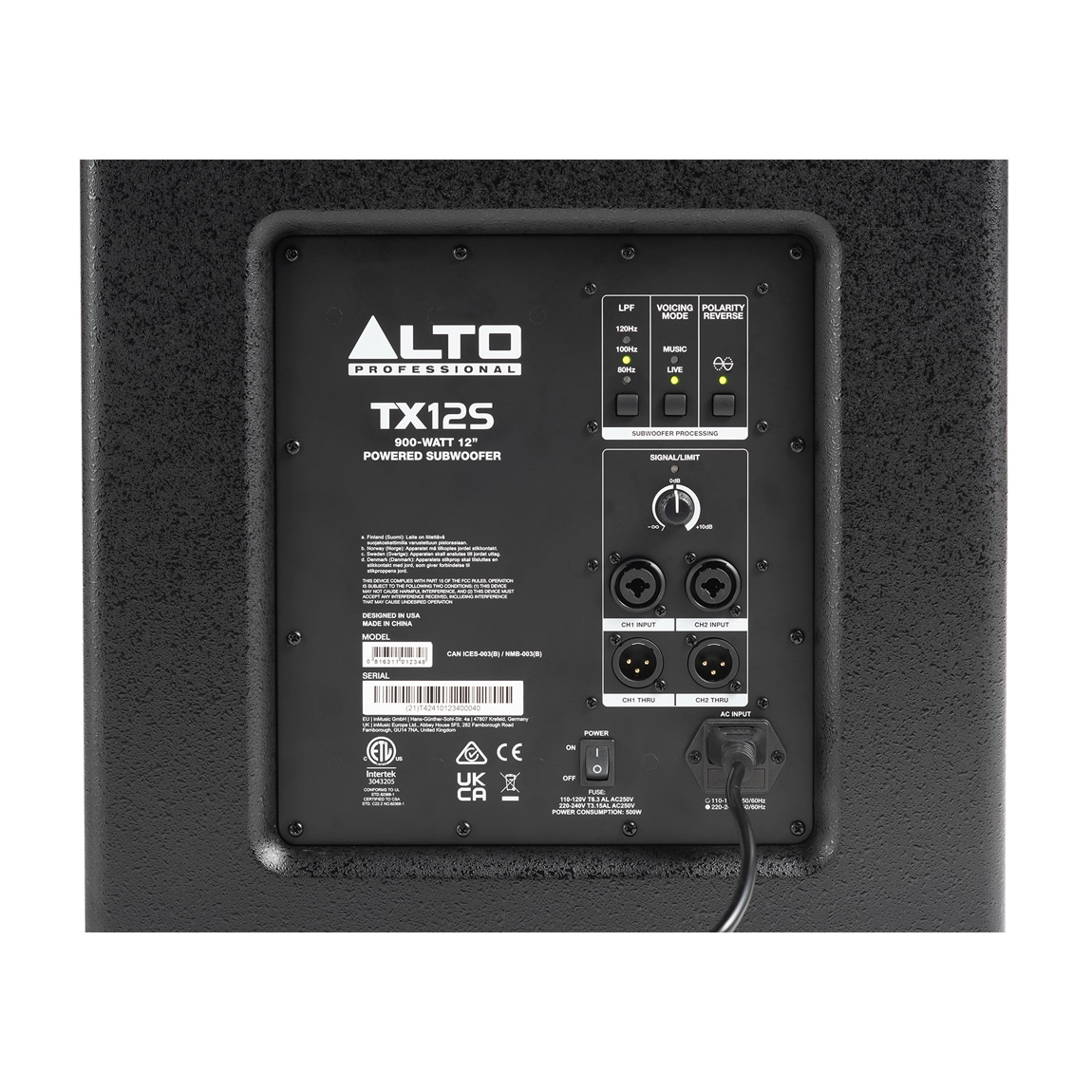 Alto Professional TX12S 900 Watt 12-Inch Powered Subwoofer - High Power Bass Speaker for DJ, Live Music & Home Theater Systems