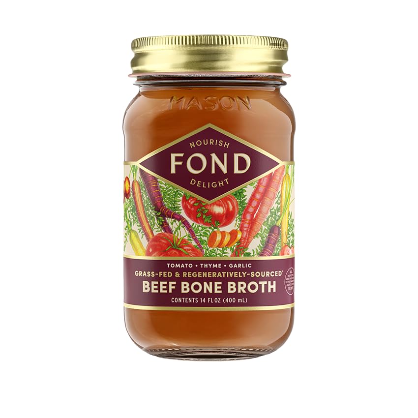 Grass-Fed Regenerative Beef Bone Broth with Organic Tomato & Thyme | High-Protein Collagen-Rich Soup Base | Perfect for Keto, Paleo Diets & Immune Support