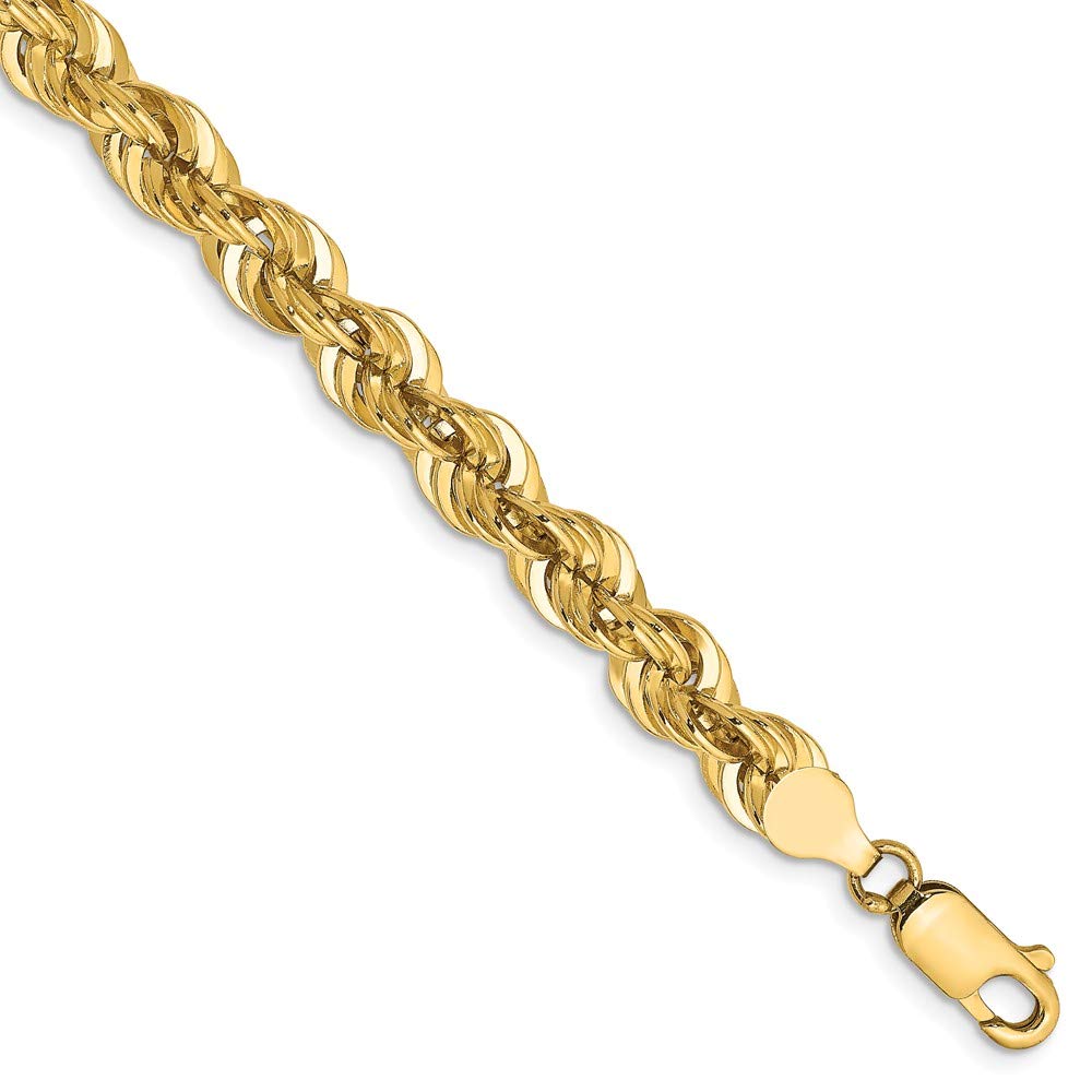 14k Yellow Gold 6mm Handmade Solid Rope Chain Bracelet for Men - Black Bow Jewelry | Perfect for Gifts, Weddings & Everyday Wear