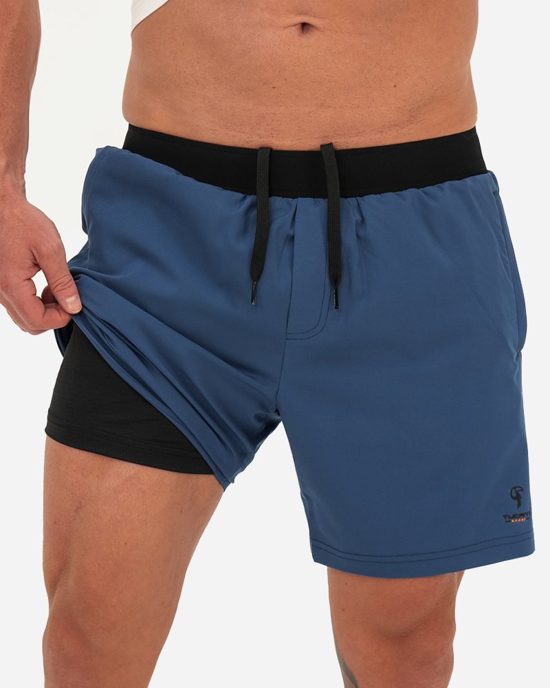 Hybrid Active Shorts for Men & Women - Comfortable Navy Blue Workout Shorts for Running, Gym, Yoga & Outdoor Sports