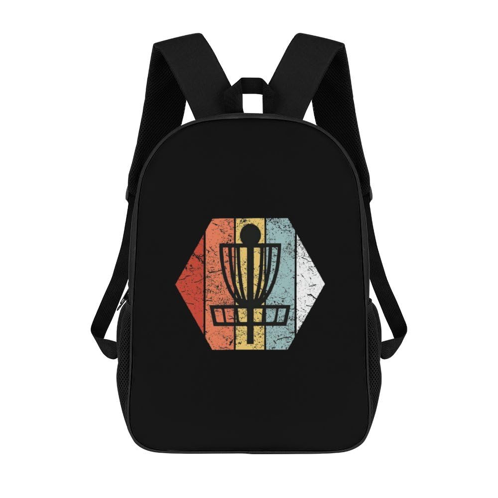 Vintage Disc Golf Backpack - 17 Inch Laptop Backpack for Men & Women, 3D Printed School Computer Bag - Perfect for College, Work & Outdoor Sports