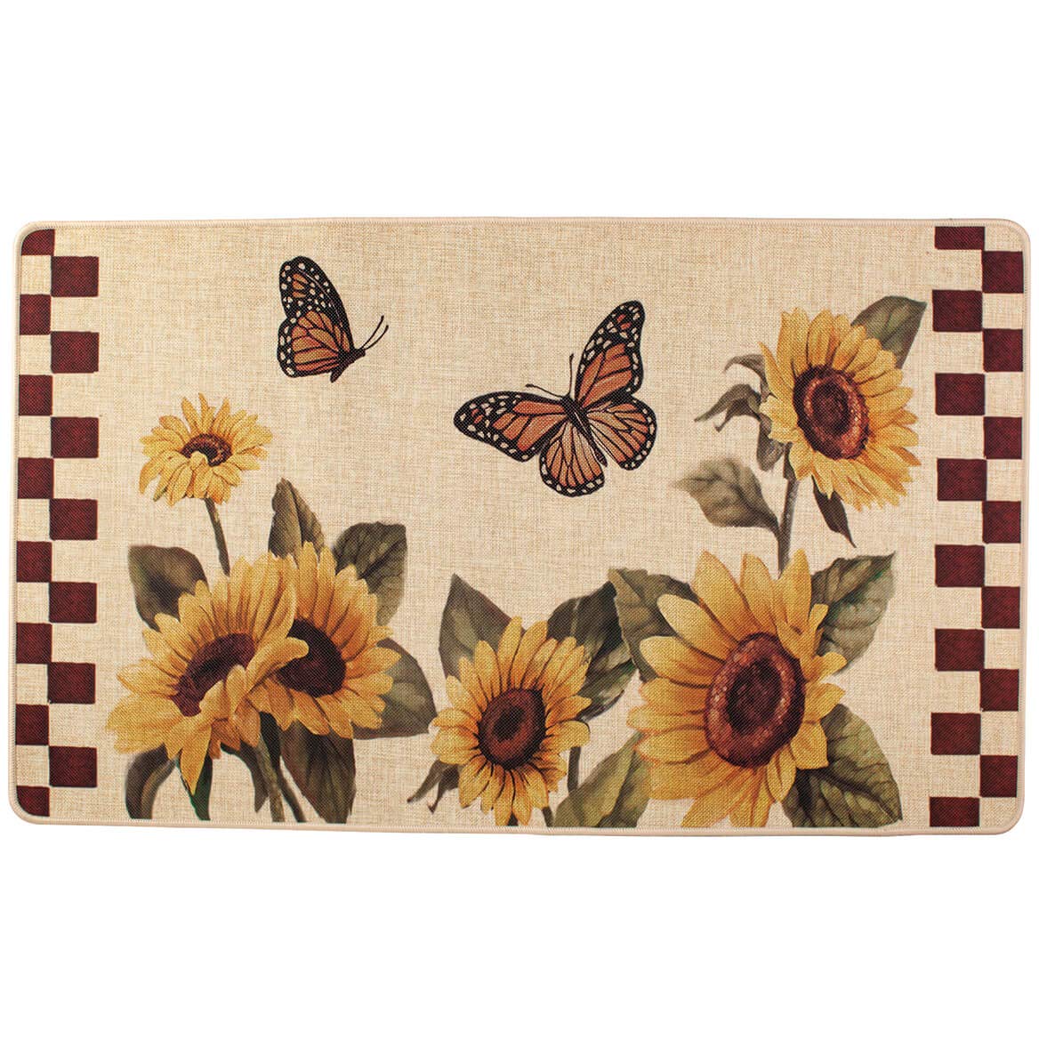 Fox Valley Traders Sunflower & Butterfly Accent Rug - Non-Slip Floral Floor Mat for Living Room, Bedroom, Nursery Decor | Boho Home Decor Gift Idea