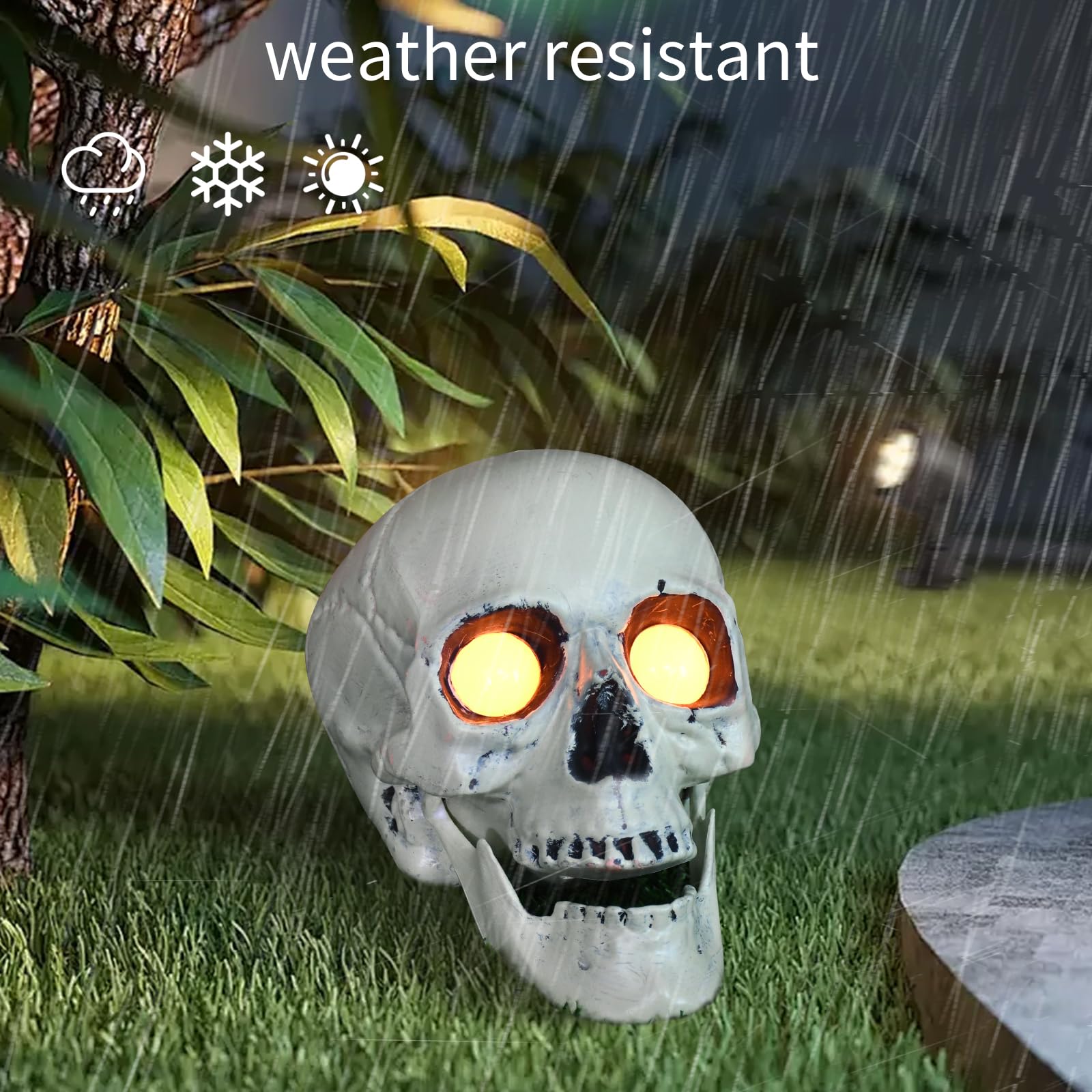 Spooky Halloween Skeleton Outdoor Decor - Scary Solar-Powered Garden Statue with Skull Lights for Yard, Patio, Lawn | Perfect for Halloween Party Decorations & Haunted House Themes