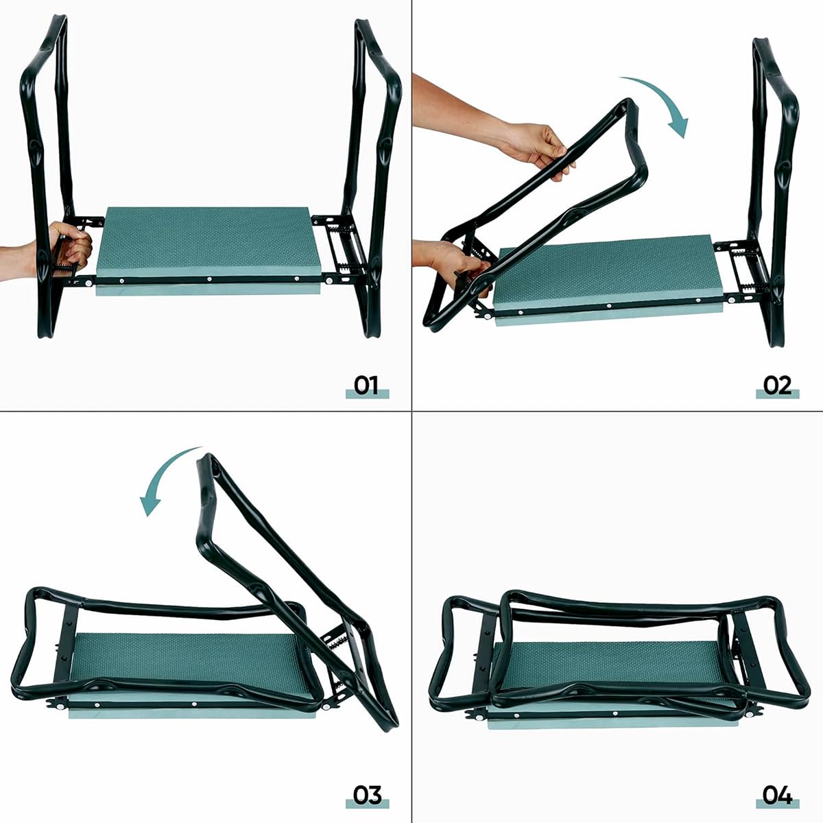Foldable Garden Kneeler Seat with Handle & Storage Pouch - Portable Gardening Stool with Soft EVA Foam Pad for Comfortable Planting, Weeding & Outdoor Use