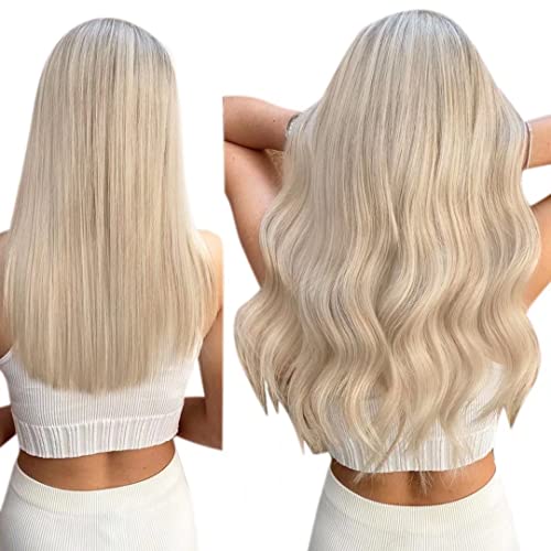 Premium Fish Line Halo Hair Extensions with Invisible Clips - Seamless 100% Human Hair Extensions for Length & Volume - Perfect for Weddings, Parties & Daily Styling