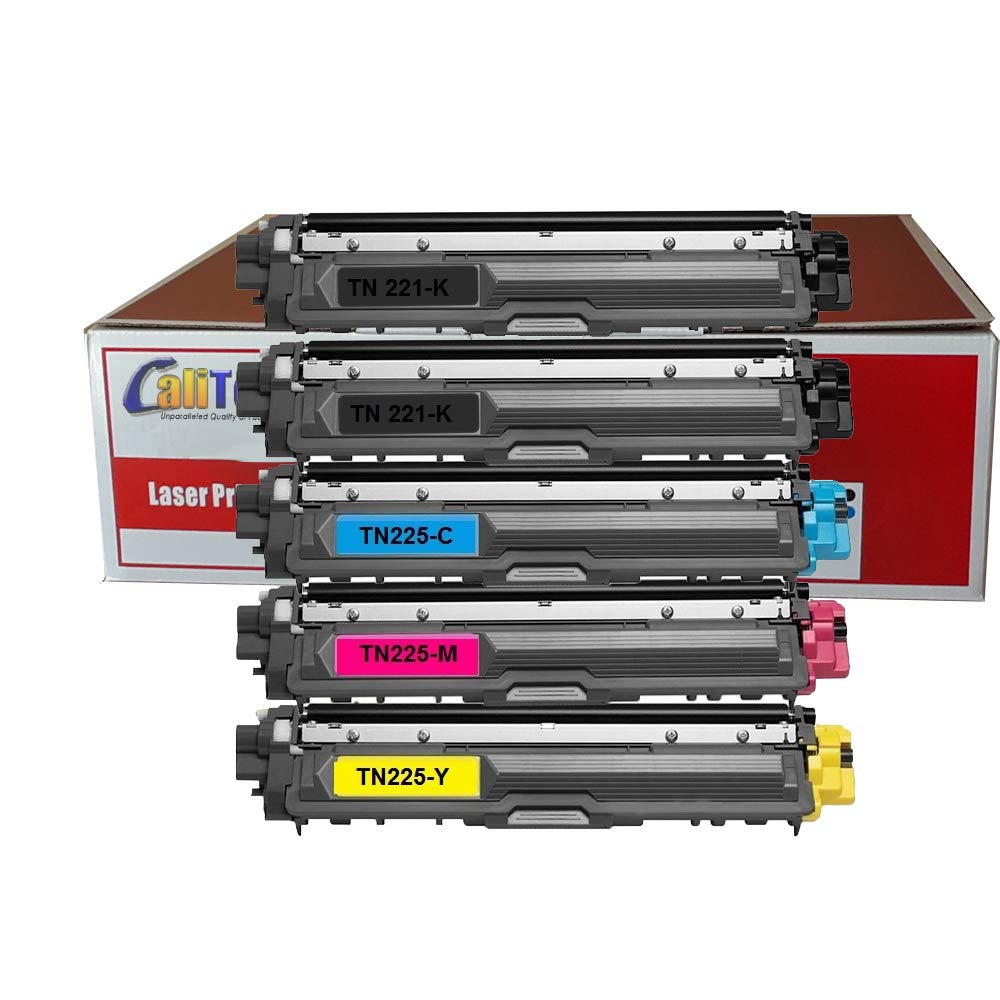 Brother TN221 TN225 Compatible Laser Toner Cartridges (5 Pack) - Replacement for Brother MFC-9130CW, MFC-9330CDW, MFC-9340CDW, HL-3140CW, HL-3170CDW Printers - High Yield Printing for Office & Home Use