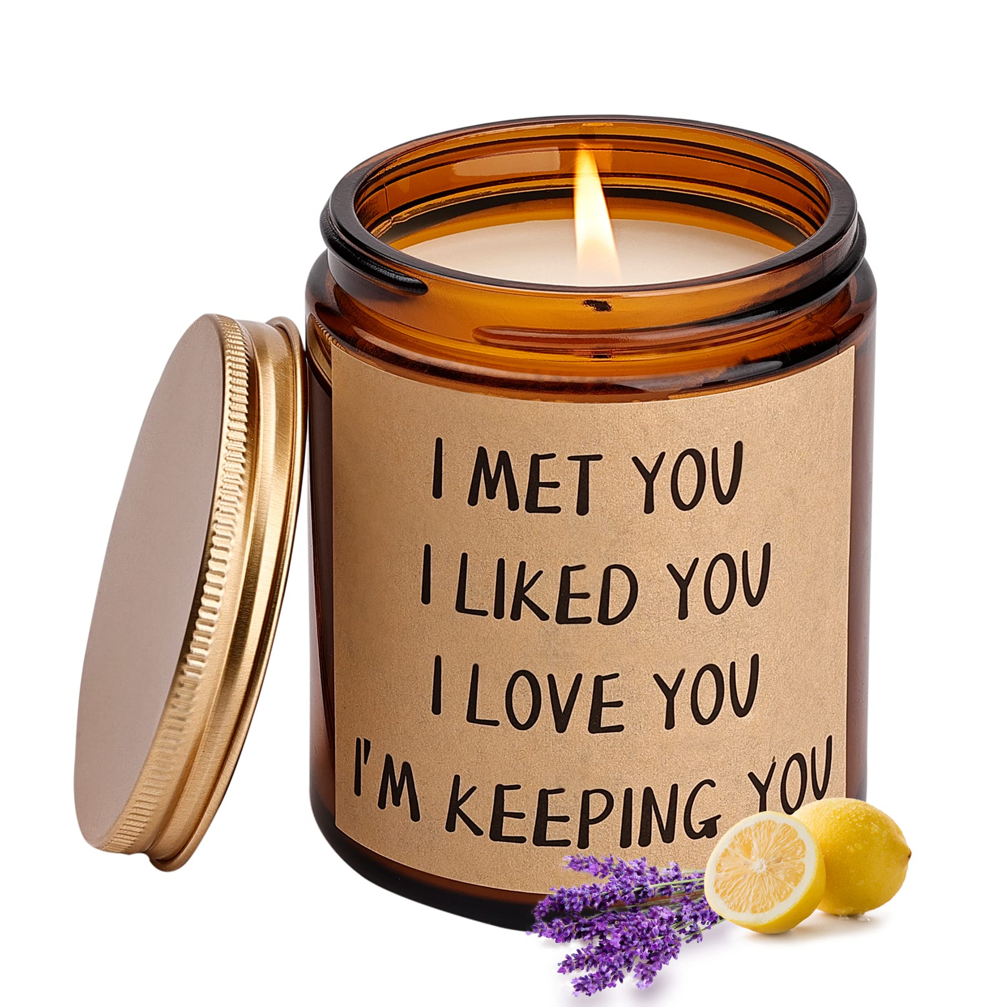 Romantic Lavender Soy Scented Candles - Funny & Thoughtful Gifts for Women, Perfect for Birthday, Anniversary, Christmas, Mother's Day & Thanksgiving - Great for Girlfriend, Wife & Her - Creates Relaxing Ambience for Home, Spa & Romantic Nights