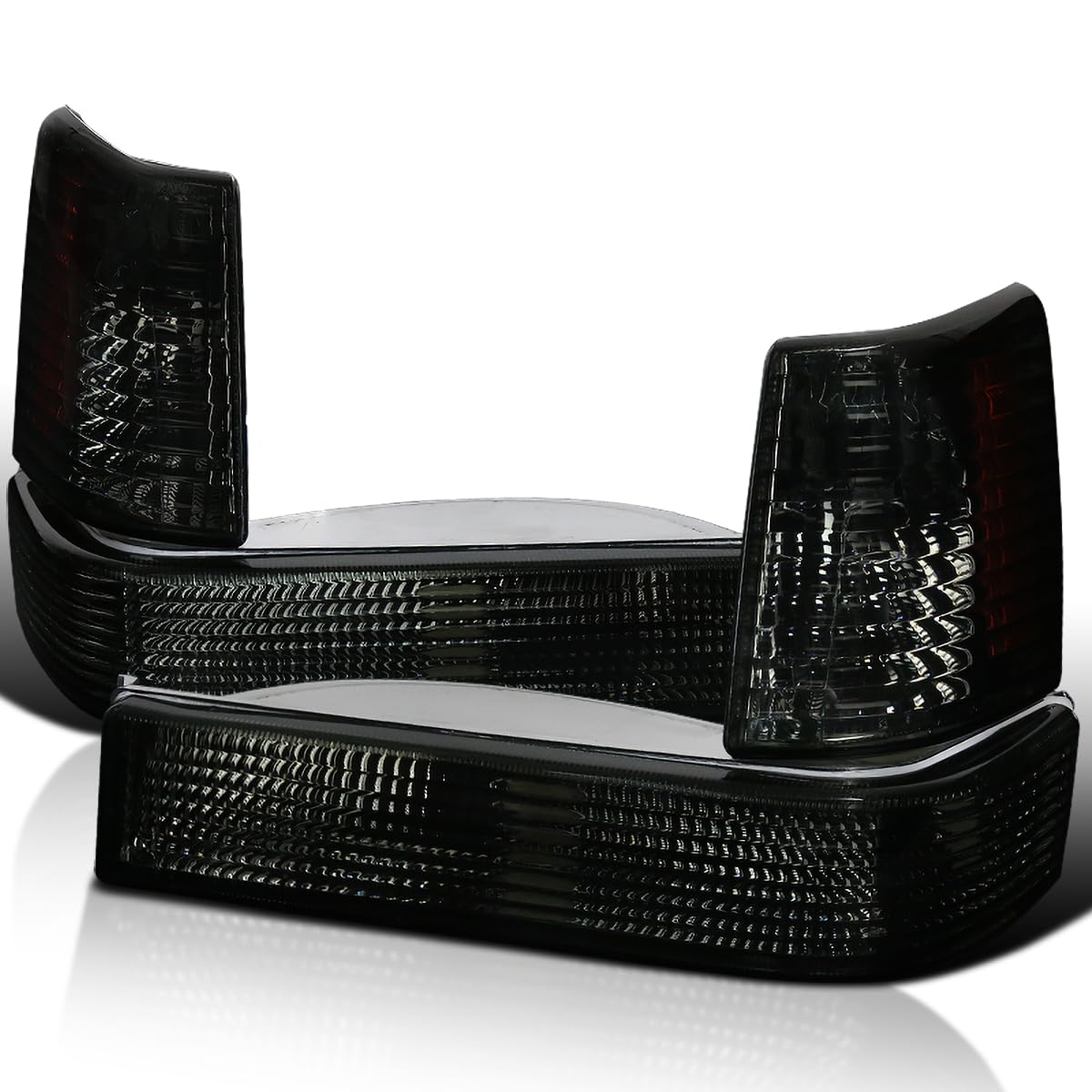 Spec-D Tuning Smoke Bumper Park & Signal Corner Lights with Amber Reflector - Compatible with 1993-1996 Jeep Grand Cherokee (Left + Right Pair) - Perfect for Off-Roading, Night Driving & Custom Car Upgrades