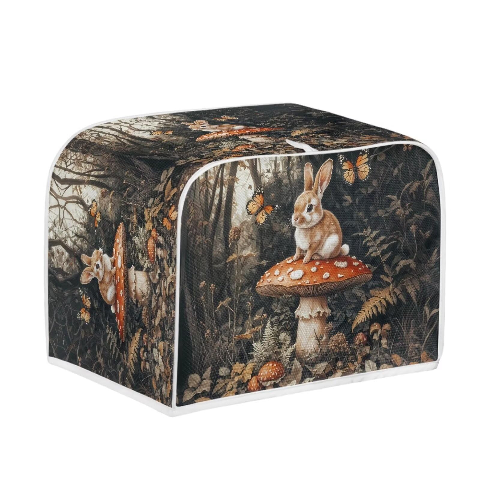 Mumeson Rabbit Mushroom Toaster Cover - 4 Slice Toaster Oven Protector, Lightweight Kitchen Appliance Cover for Bread Makers & Small Appliances - Cute Home Decor for Kitchen Countertop & Breakfast Nook