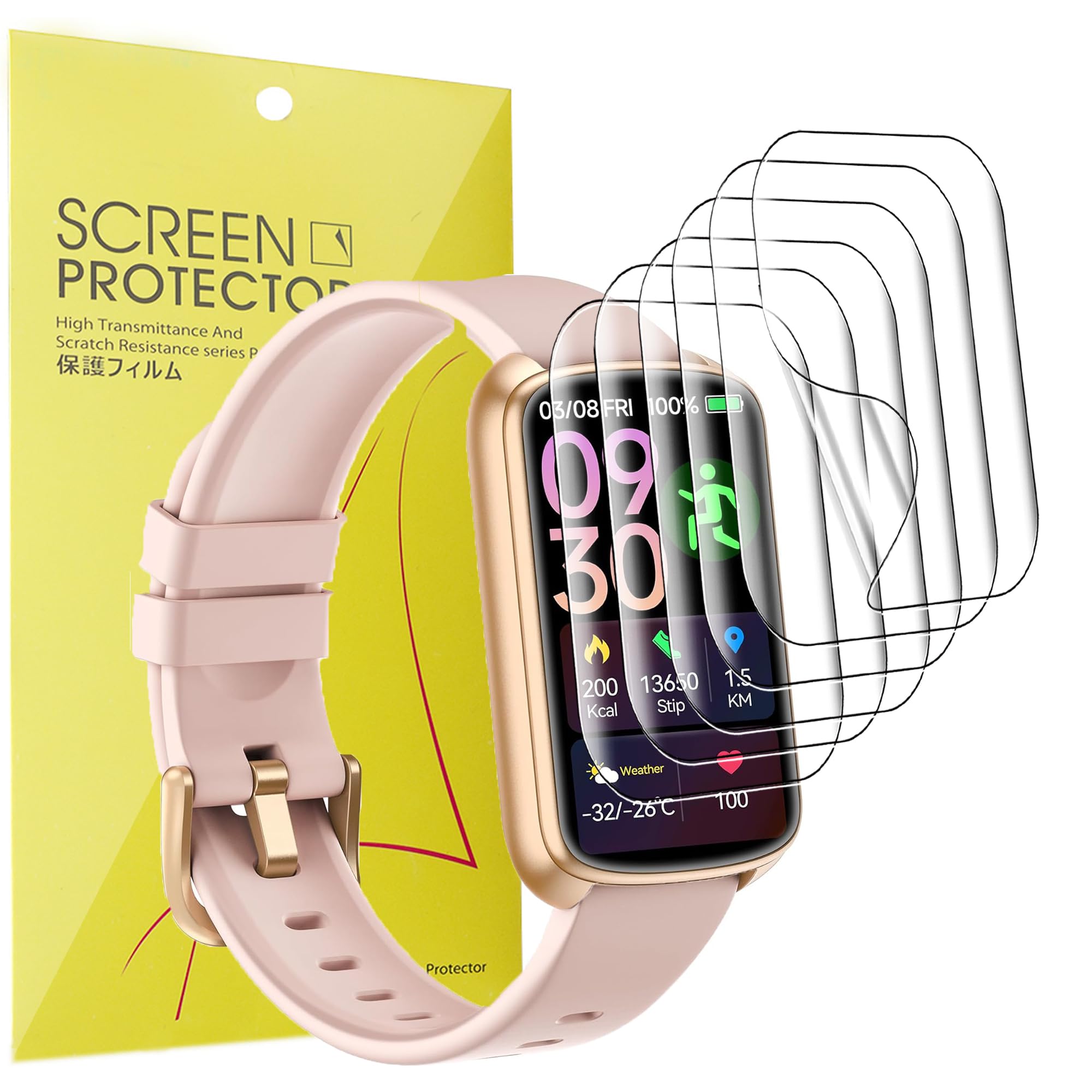 RLQA Fitness Tracker Screen Protector [6 Pack] - Full Coverage TPU Clear Film for RLQA Band 3 1.47