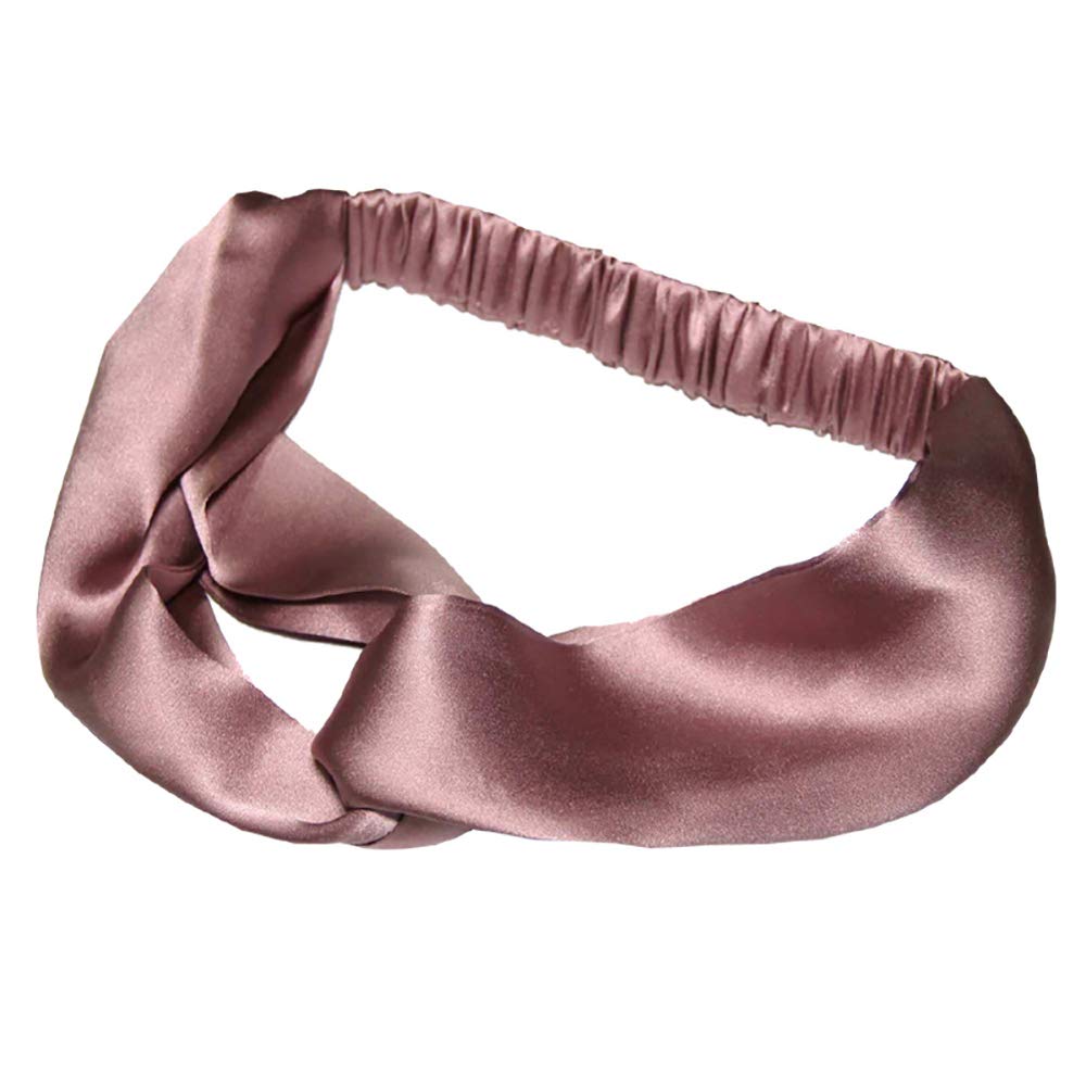 LSHARON 100% Mulberry Silk Women's Elastic Hair Headband - Soft Turban Headwrap for Women, Twisted Design (Pink) | Perfect for Yoga, Workouts, Sleep & Styling