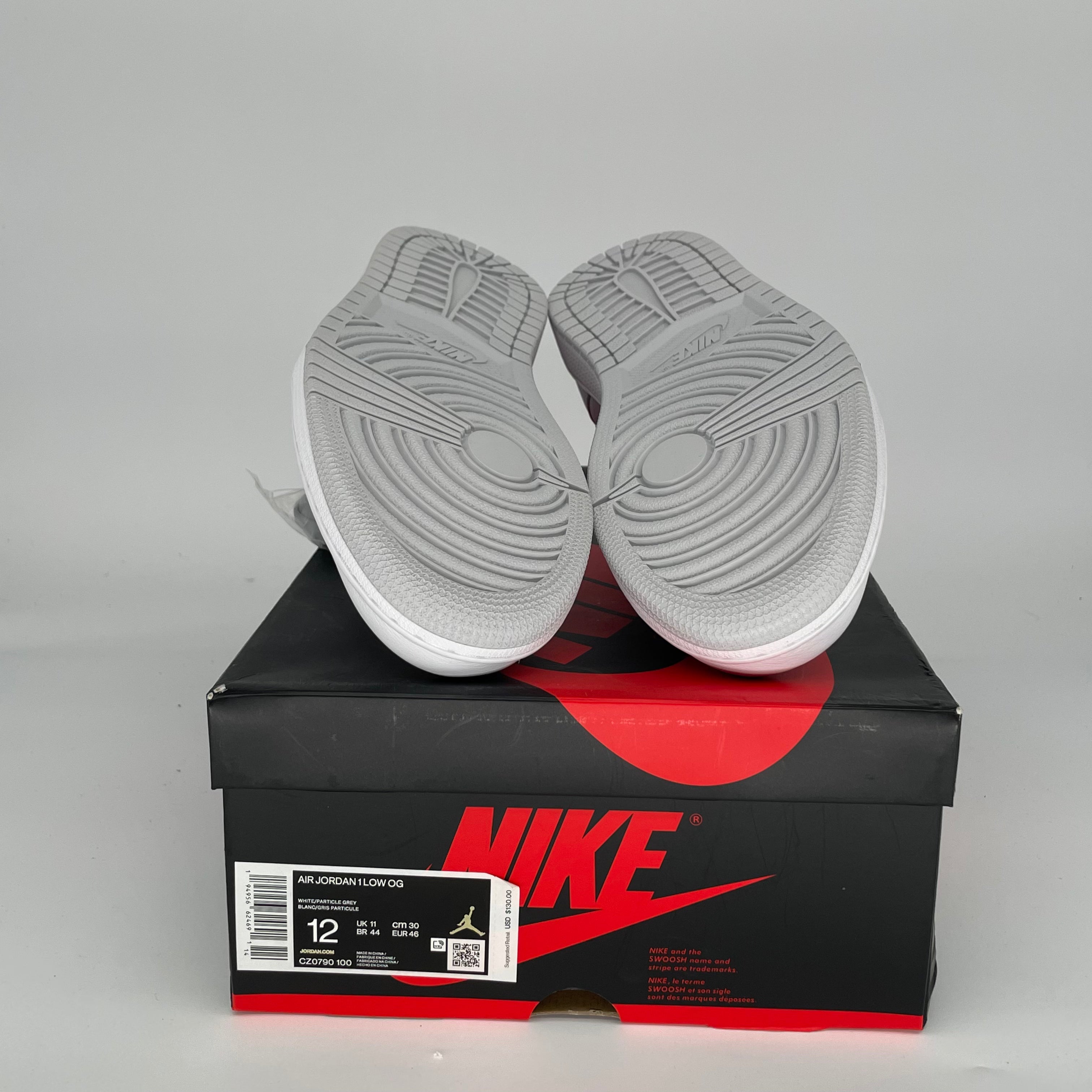 Original Air Jordan 1 Low Neutral Grey Men's Sneakers - Size 12 (CZ0790-100) - Retro Basketball Shoes for Casual Wear & Street Style