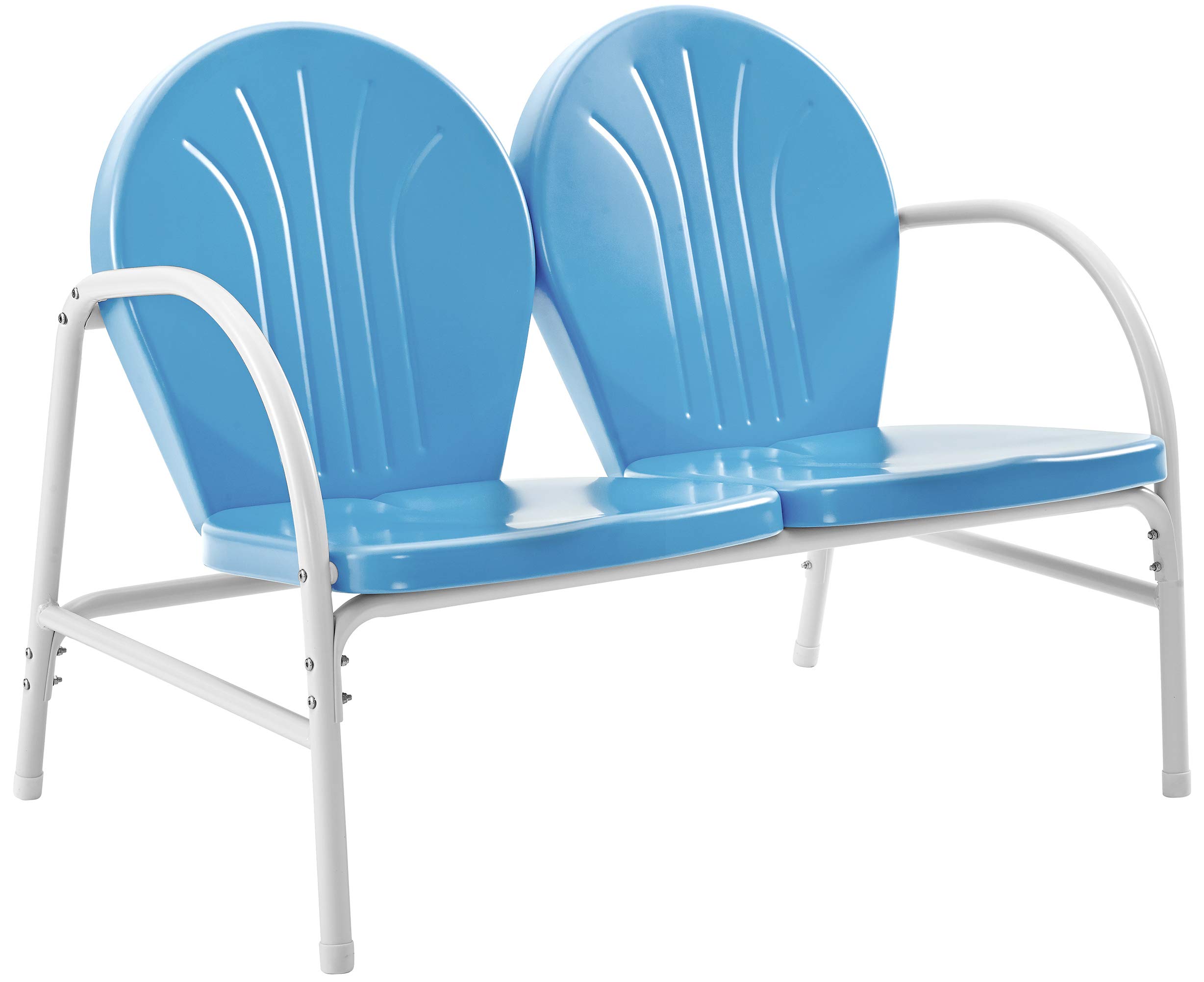 Crosley Furniture Griffith 2-Piece Retro Metal Outdoor Chair and Loveseat Set - Sky Blue Patio Furniture for Porch, Garden, Backyard & Poolside Relaxation