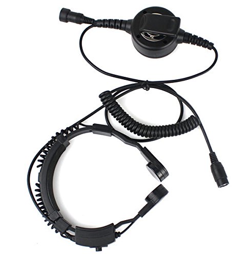Throat Mic Headset with Push-to-Talk (PTT) Button - Compatible with Baofeng BF-F8HP, UV-82, Kenwood & Wouxun Two-Way Radios - Secure & Hands-Free Communication for Security, Construction & Outdoor Adventures
