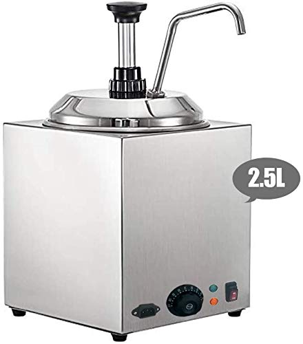 Commercial Hot Fudge Warmer & Nacho Cheese Sauce Warmer with Pump Dispenser - 650W Stainless Steel Cheese Warmer for Restaurants, Snack Bars, Cupcake Shops - Perfect for Movie Theaters, Ice Cream Parlors, and Catering Events