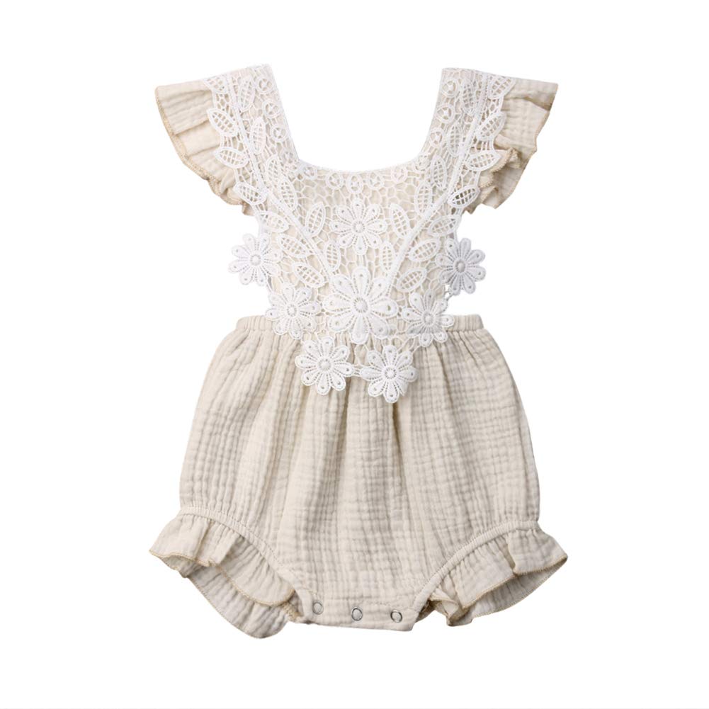 Adorable Infant Newborn Baby Girl Lace Ruffle Romper Jumpsuit - Soft Cotton Bodysuit for Summer Outfits | Perfect for Photoshoots, Parties & Everyday Wear