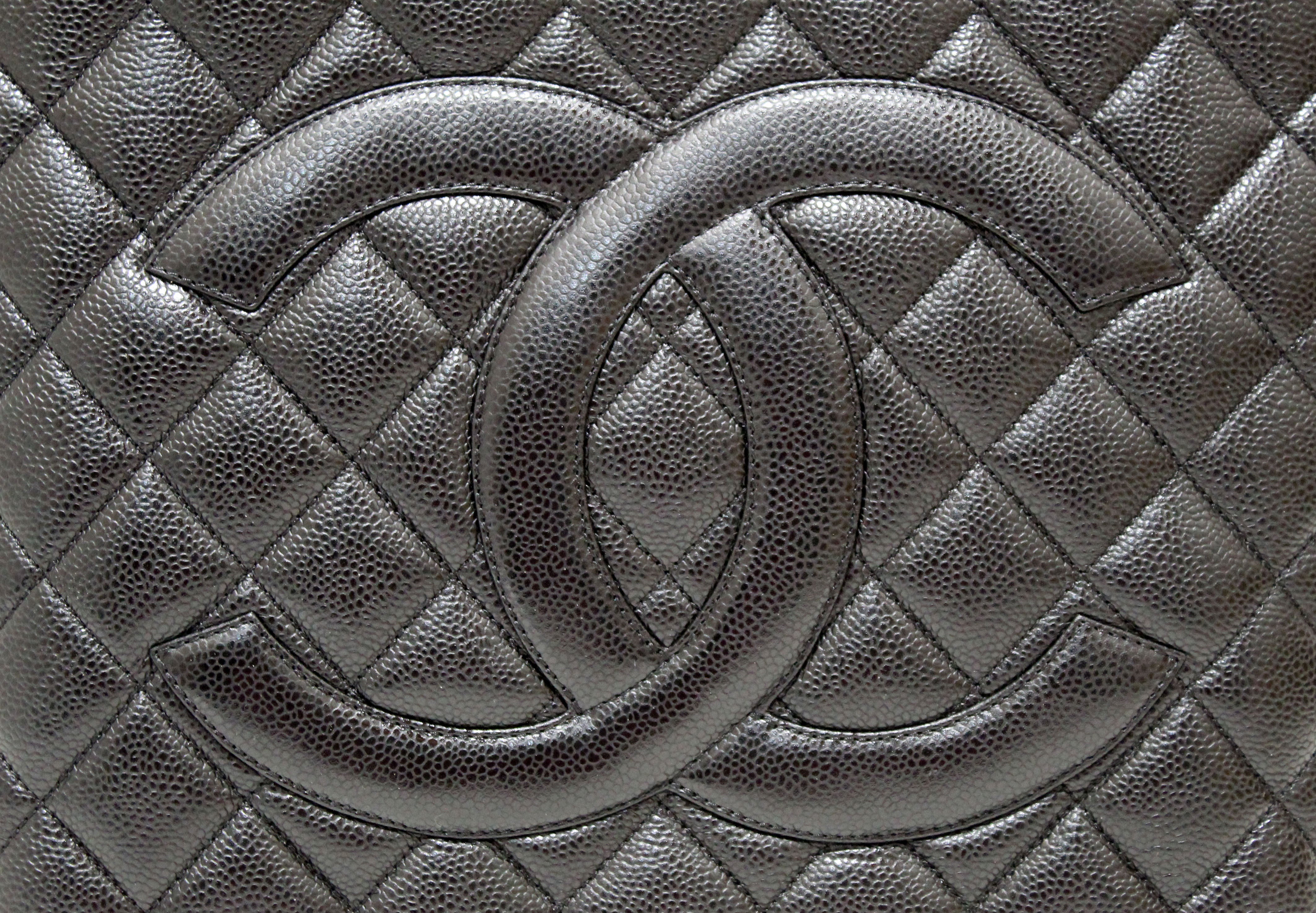 Authentic Chanel Black Quilted Caviar Leather Medallion Tote Bag - Luxury Designer Handbag for Women, Perfect for Work, Travel & Evening Events