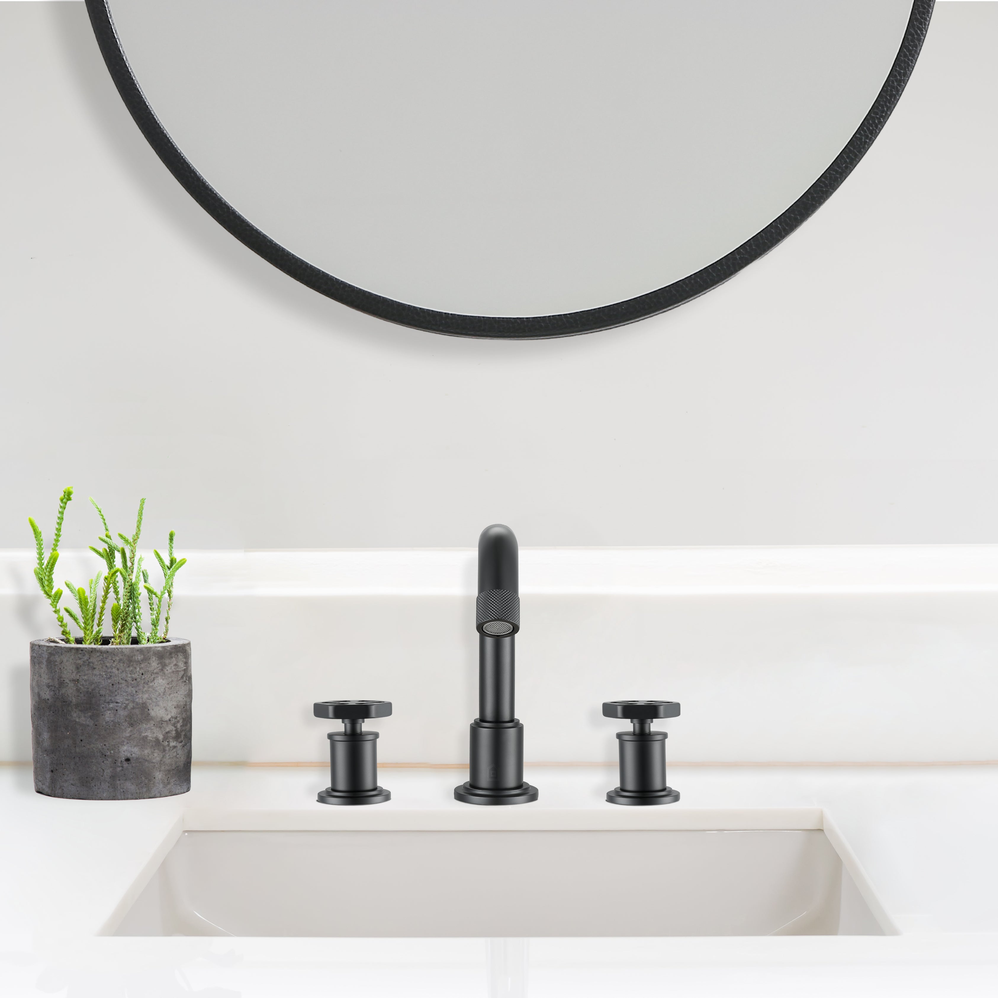 Ancona Industria Matte Black Widespread Hexagonal Two-Handle 3-Hole Bathroom Sink Faucet - Perfect for Modern Bathroom Vanities & Powder Rooms