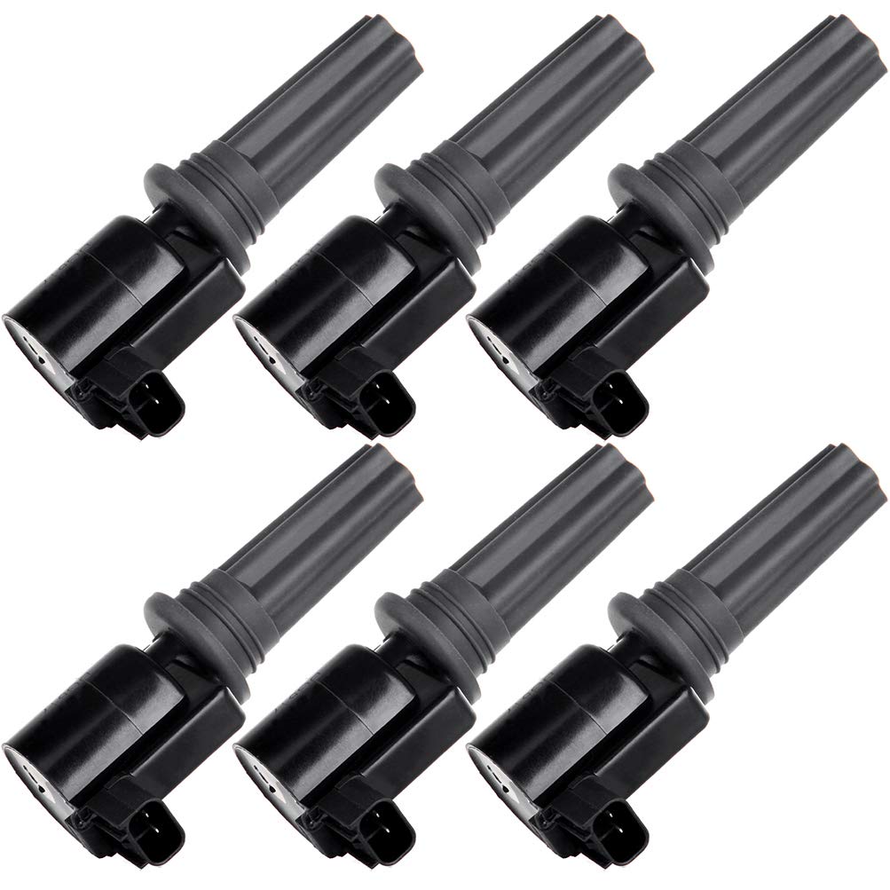 OCPTY 6-Piece Ignition Coil Pack Set - Compatible with Lincoln LS 3.0L (2000-2005) & Jaguar S-Type 3.0L (2000-2003) - Replaces DG528 5C1197 C1346 - High Performance Engine Ignition System Upgrade for Smoother Acceleration & Fuel Efficiency