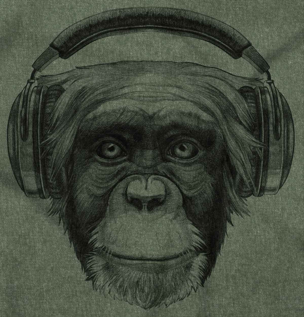 Smile Monkey Headphones Graphic T-Shirt for Men & Women - Funny Hipster Design for Casual Wear, Music Lovers & Gifts