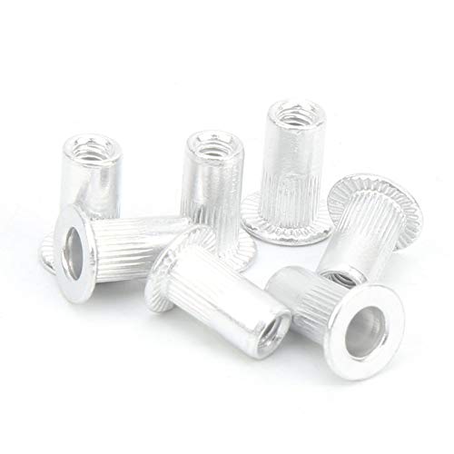 100Pcs M3 Aluminum Flat Head Vertical Rivet Nuts - WJ-30045 - Durable Pull Riveting Nuts for Metal Fabrication, Automotive & DIY Projects - Hardware Accessories for Sheet Metal, Cabinets & Machinery