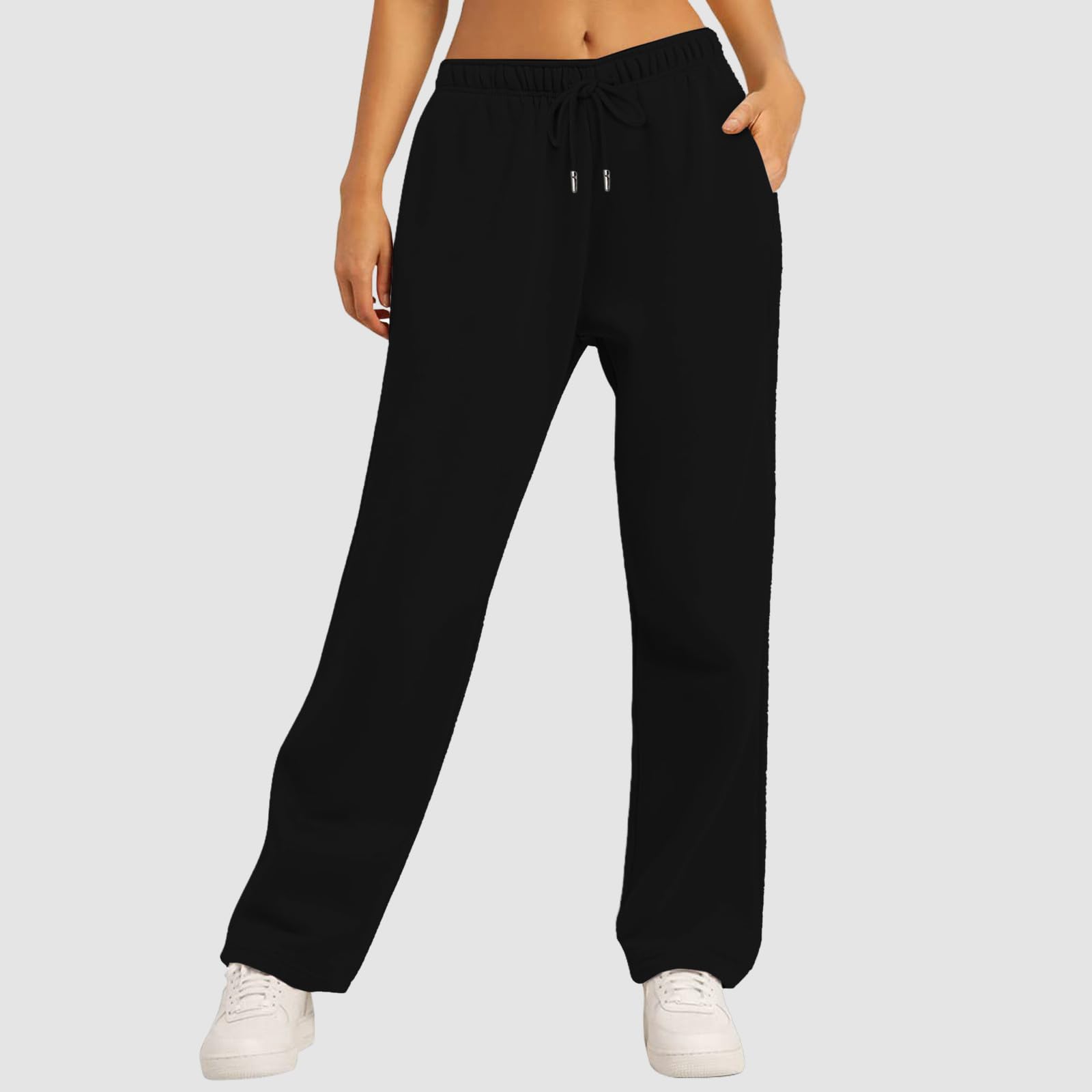 SNKSDGM Women's High Waisted Joggers with Pockets - Lightweight Training Pants, Loose Straight Leg Sweatpants for Yoga, Running & Casual Wear