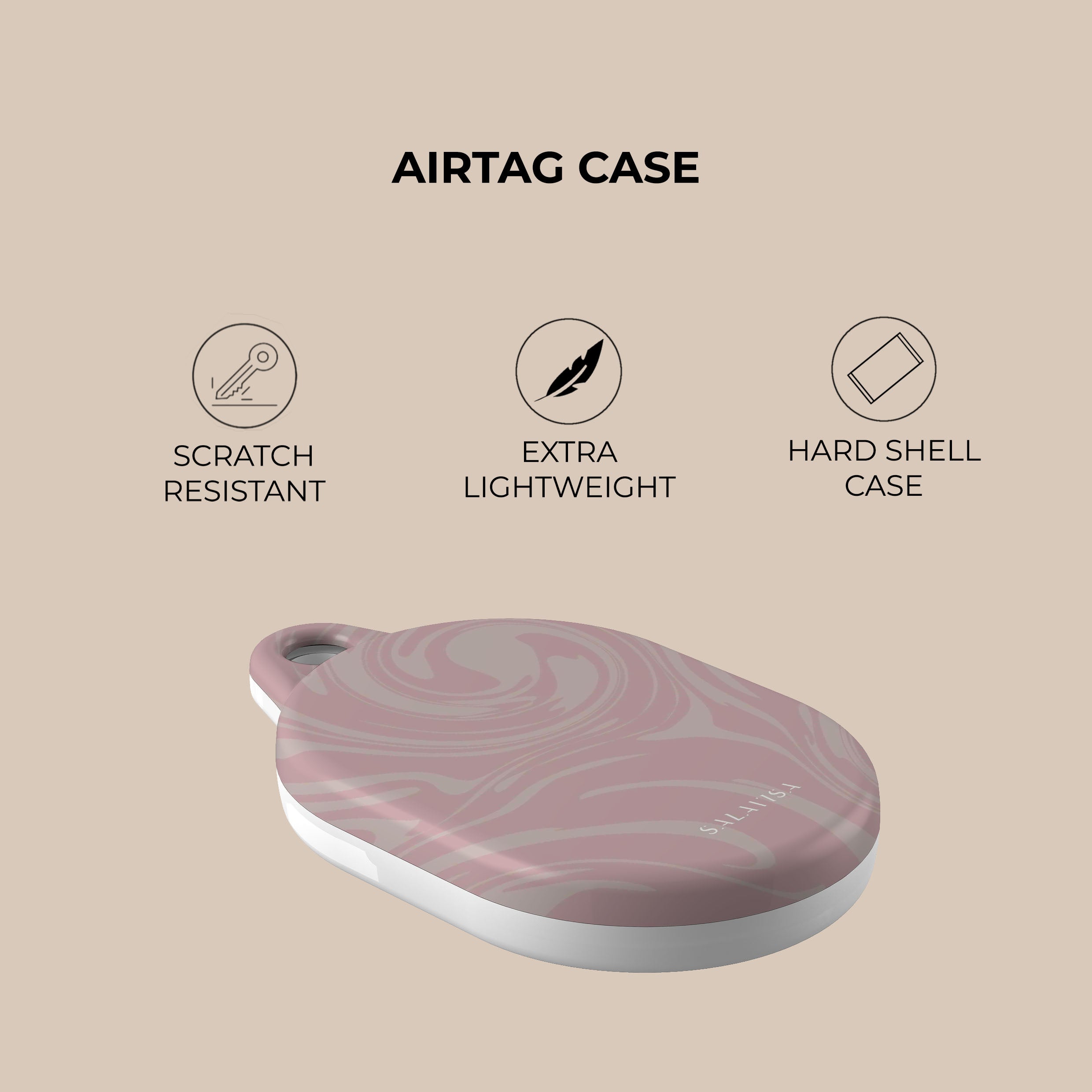 Cute Pink Swirl AirTag Holder Case - Durable Silicone Keychain for Apple AirTag (2021) - Perfect for Keys, Bags, Wallets & Luggage Tracking