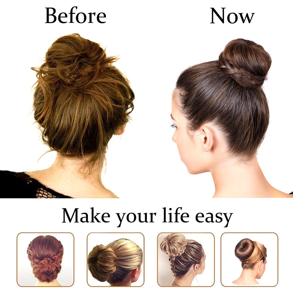 Extra Blonde Bun Maker for Kids - 2PCS Ring Style Hair Shaper & Chignon Doughnut for Short Thin Hair (2.5 Inch/Beige) - Perfect for School, Parties & Daily Hairstyles