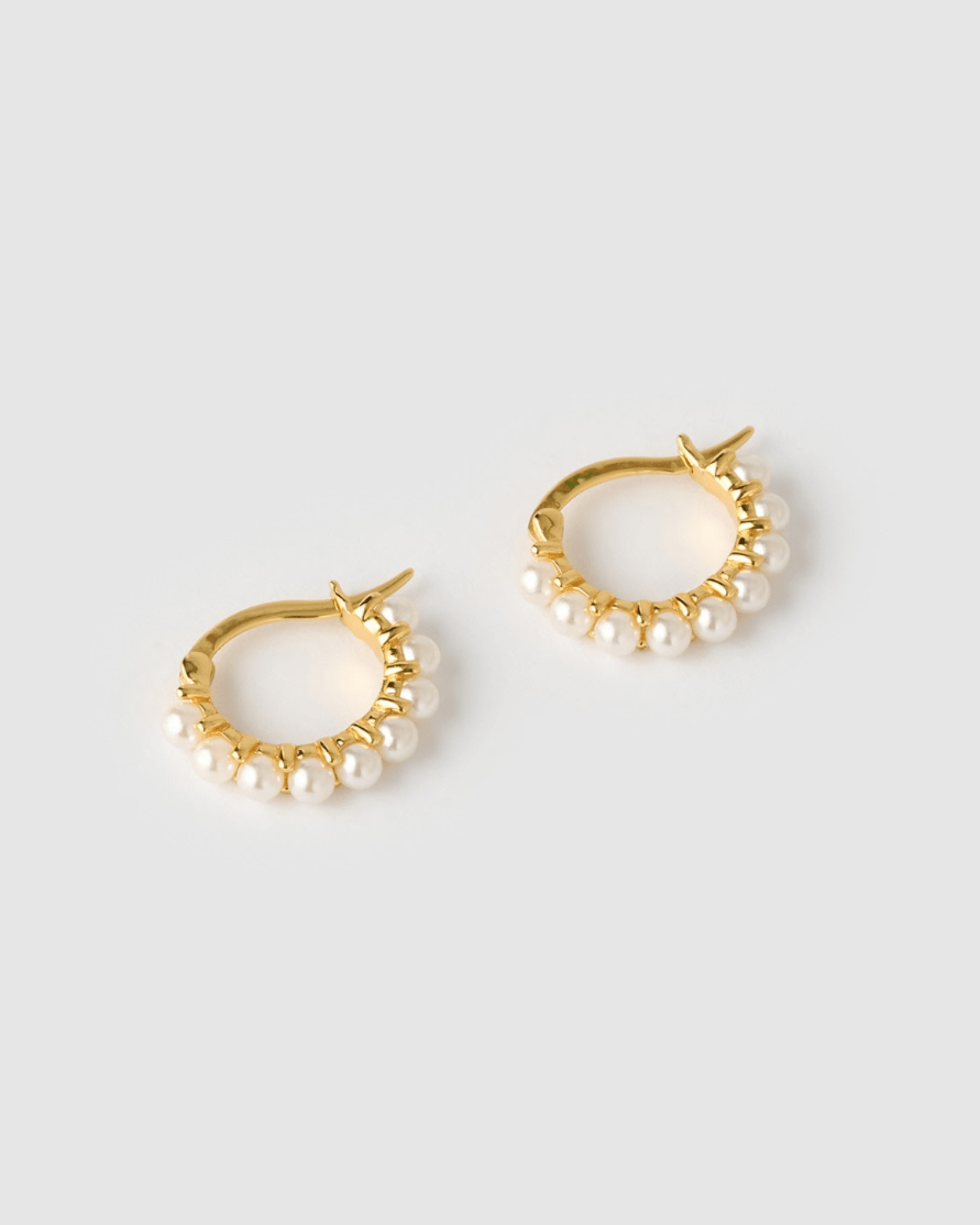 Izoa Adeline Huggie Gold Pearl Earrings for Women - Minimalist Pearl Hoop Earrings for Everyday Wear, Gift for Her, Wedding, Party & Special Occasions