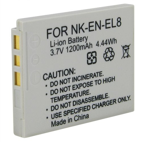 EN EL8 Rechargeable Lithium-ion Replacement Battery for Nikon Coolpix Digital Cameras - Compatible with Select Models - Perfect for Travel Photography & Outdoor Shooting
