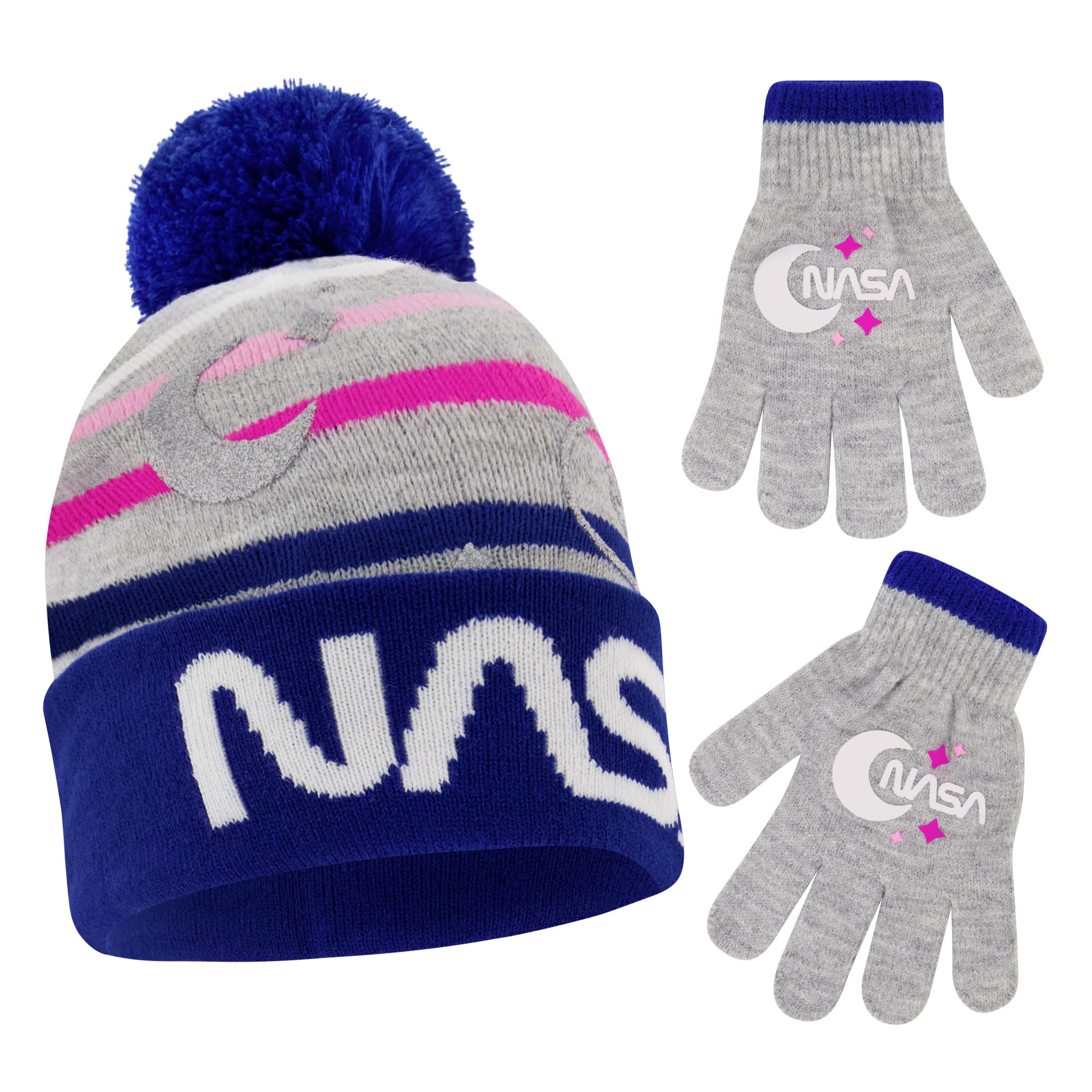NASA Winter Hat and Gloves Set for Boys and Girls Ages 4-7 - Warm Kids' Accessories for Snow Play, Skiing, and Outdoor Adventures