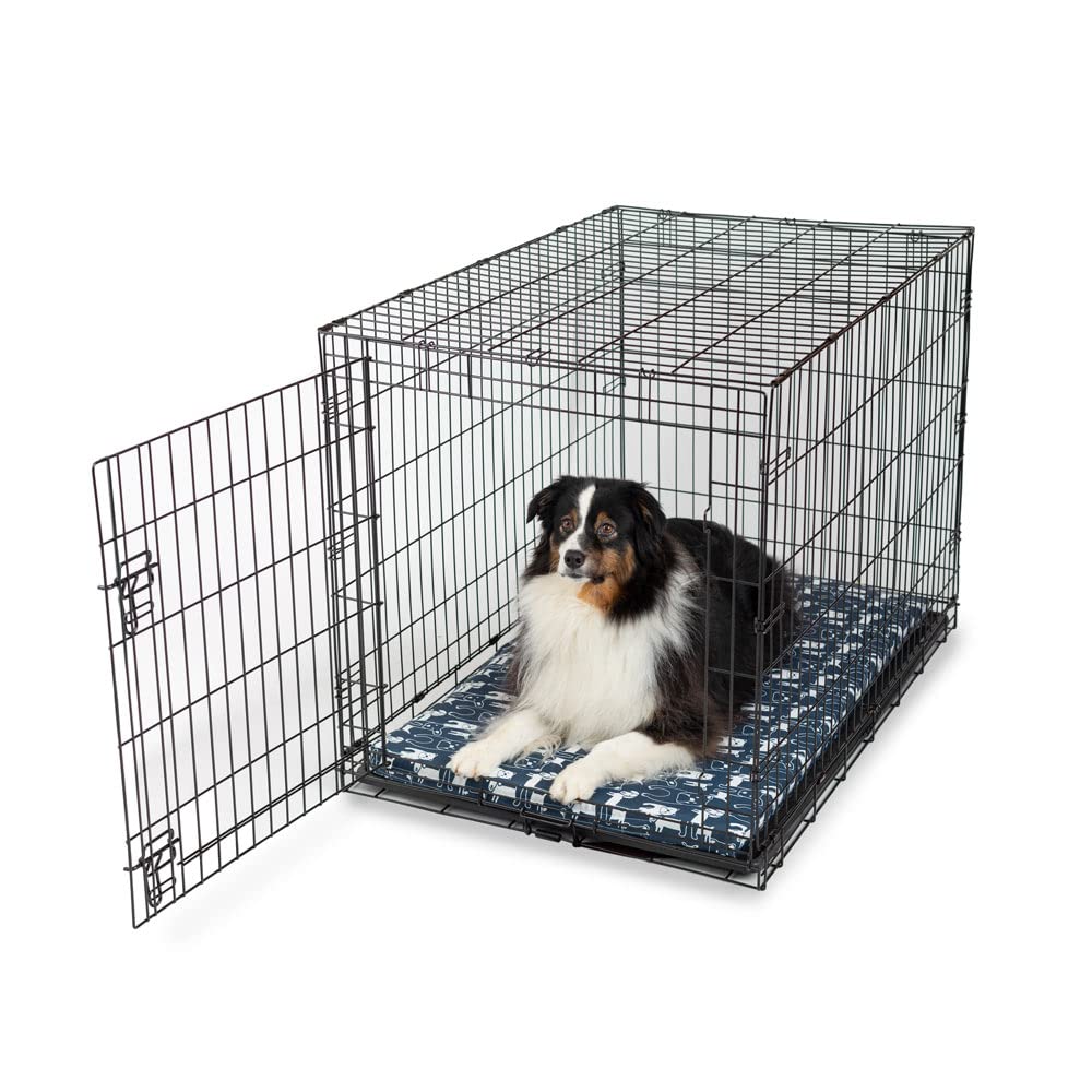 Snoozer Pet Products - Forgiveness Dog Crate Pad, Wag Collection, Pedigree Denim - Large Size for Medium to Large Dogs - Perfect for Crates, Kennels & Travel Use