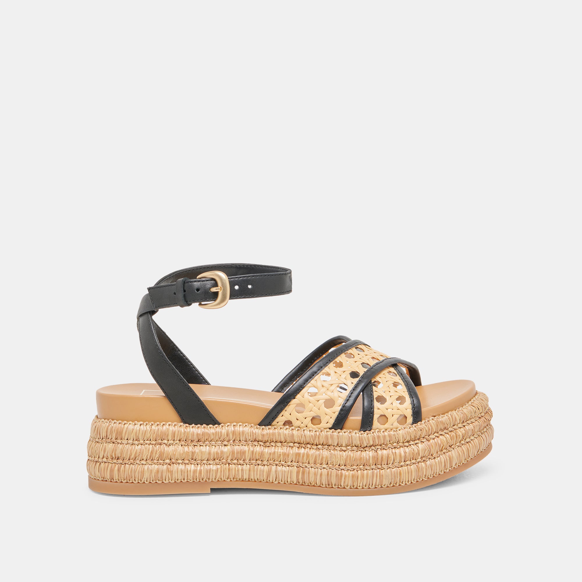 WRILEY Women's Black Woven Raffia Sandals - Comfortable Summer Beach Slides for Outdoor Walking, Vacation & Casual Wear