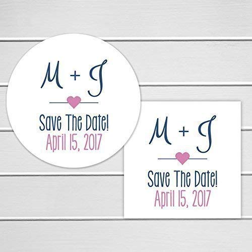 Save The Date Stickers - Elegant Wedding Favor Stickers & Envelope Seals (#153-WH) - Perfect for Wedding Invitations, Save the Date Cards, and DIY Wedding Decorations