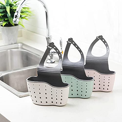 Pink Suction Cup Sink Shelf Organizer - Soap Sponge Drain Rack for Bathroom & Kitchen Storage | Space-Saving Sink Accessory for Dishes, Sponges & Cleaning Supplies (Pink)