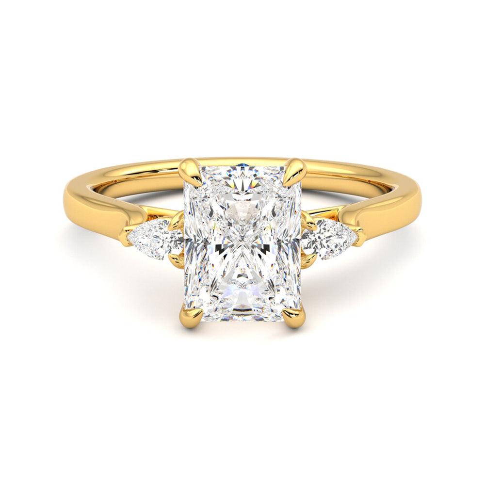 Exquisite Three Stone Radiant Cut Diamond Engagement Ring with Hidden Anniversary Accent - Perfect for Proposals, Weddings & Anniversary Gifts