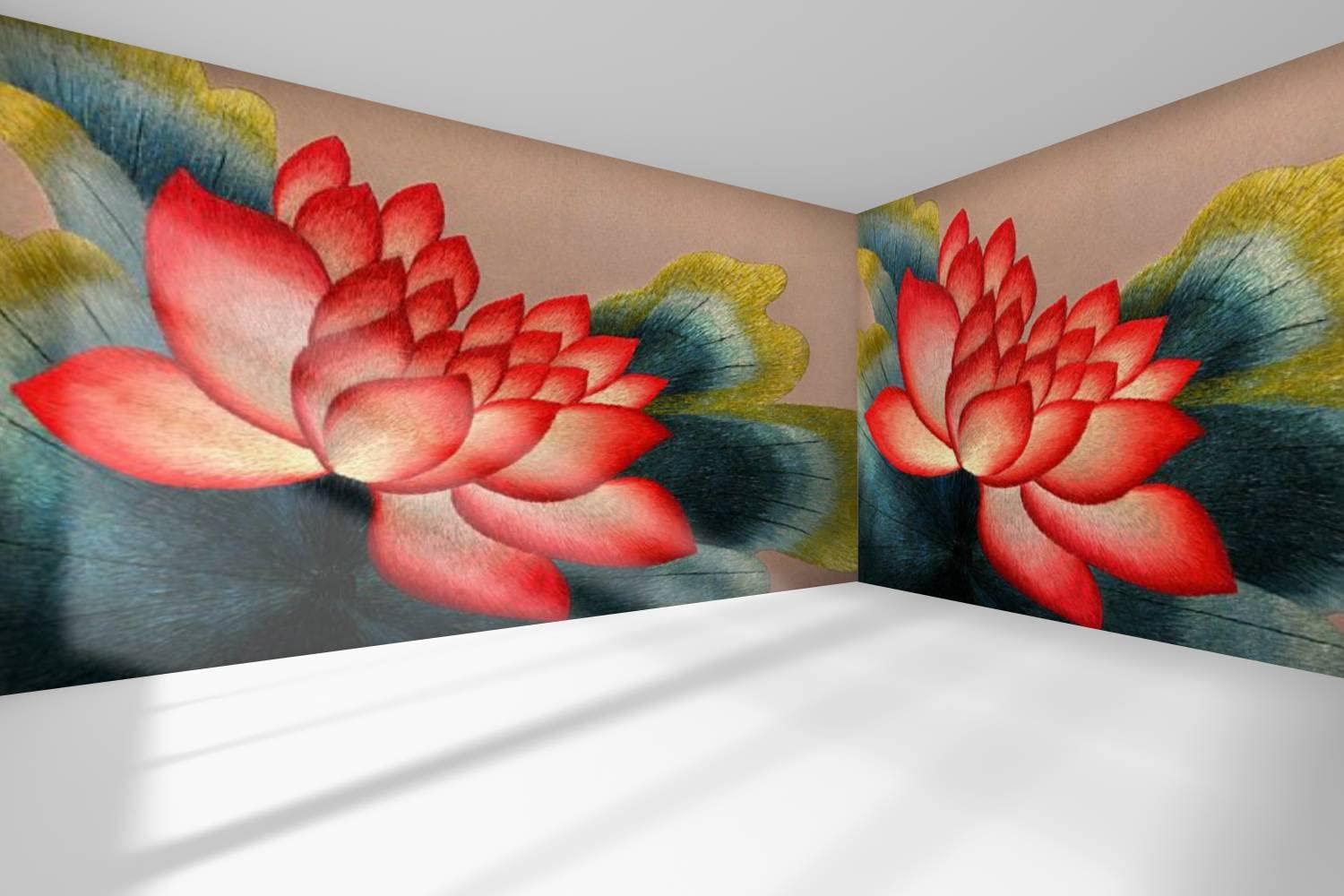 Peel and Stick Removable PVC Wallpaper - Blossoming Lotus Flower Design with Red Flowers for Living Room & Bedroom Wall Decor | Self-Adhesive Wall Mural Sticker | Perfect for Home Renovation, Dorm Decor, and Rental Apartment Makeovers
