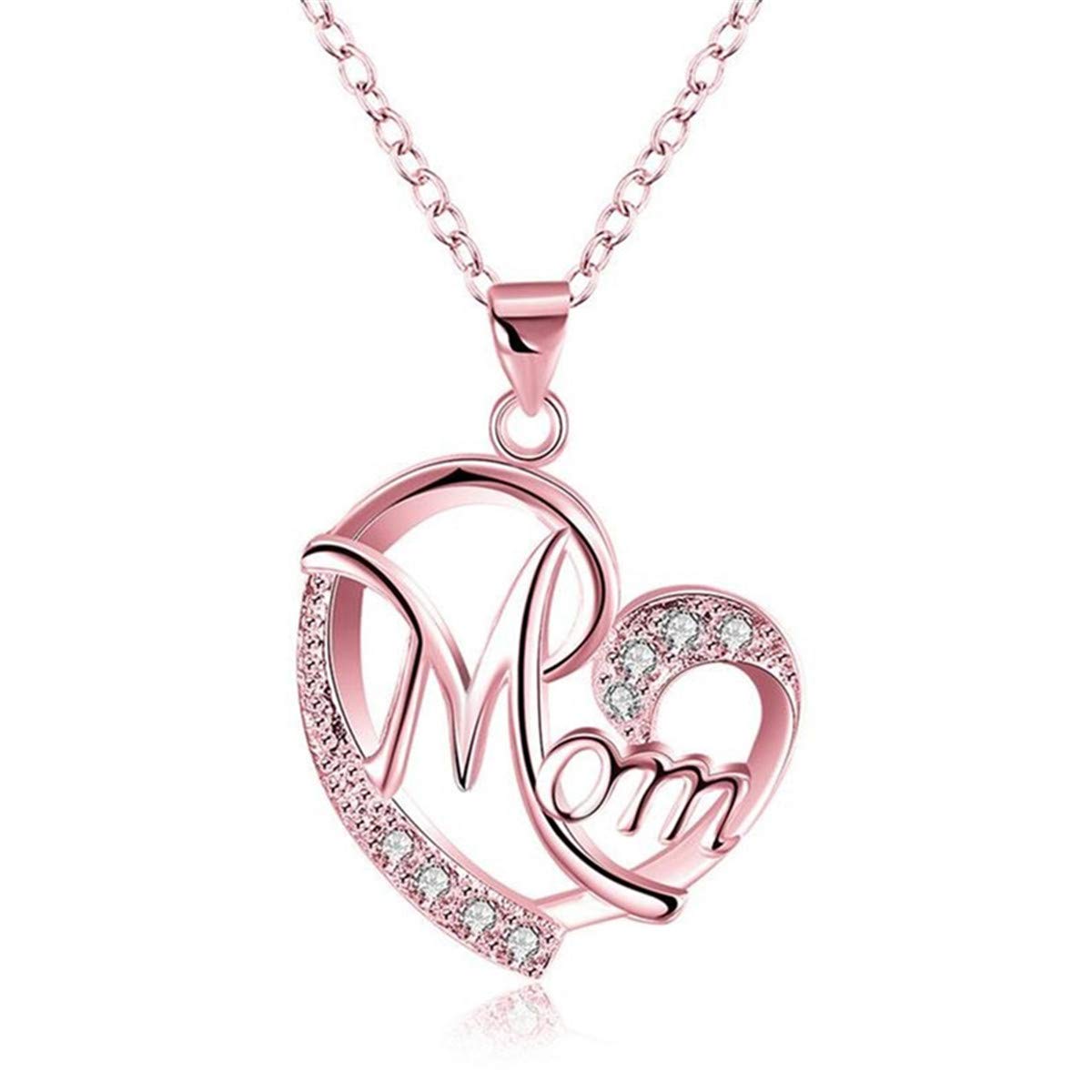 Winwinfly Women's Rose Gold Plated Silver Heart Love Pendant Necklace - Elegant Gift for Mother's Day, Birthday, Anniversary | Perfect for Casual Wear, Date Night & Special Occasions