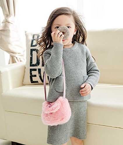 Cute Fuzzy Mini Shoulder Bag for Girls - Kids Messenger Purse with Crossbody Strap, Toddler Cell Phone Holder & Small Clutch Handbag - Perfect for School, Travel & Daily Use