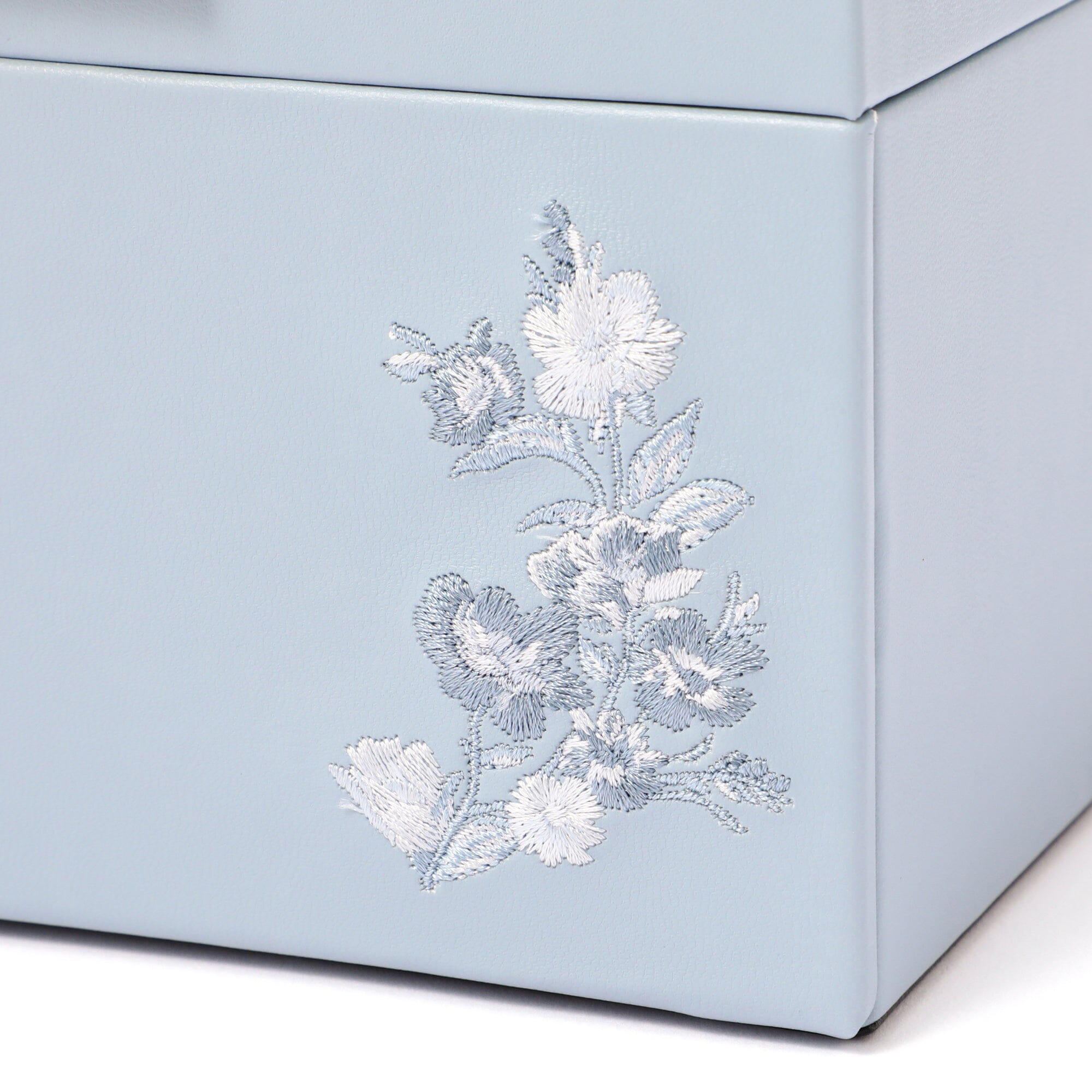 Exquisite Blue Floral Embroidery Jewelry Box - Small Handmade Storage Case for Rings, Earrings & Necklaces - Perfect for Travel, Gifting & Home Decor