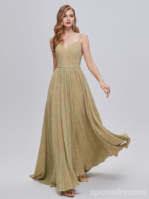 Elegant Spaghetti Strap A-Line V-Neck Long Prom Dresses for Women – Affordable Formal Evening Gowns for Homecoming, Wedding, and Special Occasions