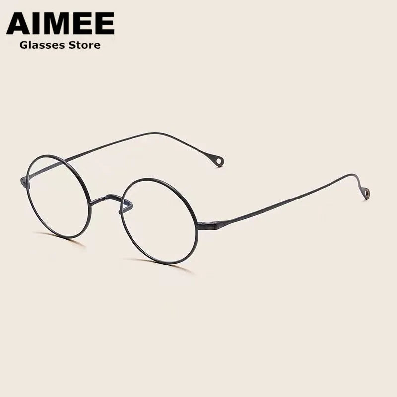 Stylish Aimee Unisex Full Rim Small Round Titanium Eyeglasses 11136 - Lightweight & Durable Frame for Reading, Work, and Everyday Wear