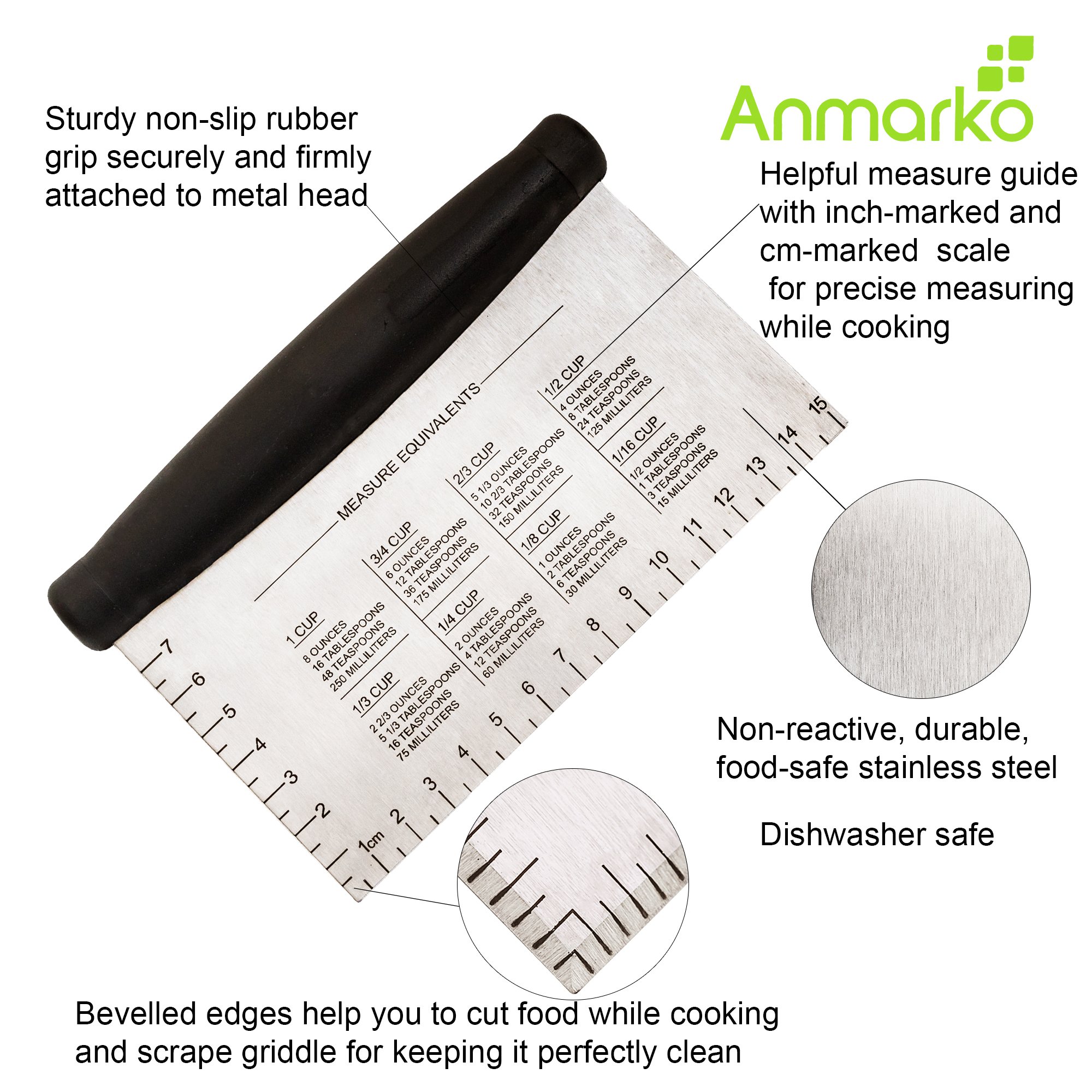 Premium Stainless Steel Griddle Scraper & Dough Cutter - Heavy Duty Commercial Kitchen Utensil for Bread, Pizza Dough & Flat Top Grills - Perfect for Bakeries, Restaurants & Home Cooking