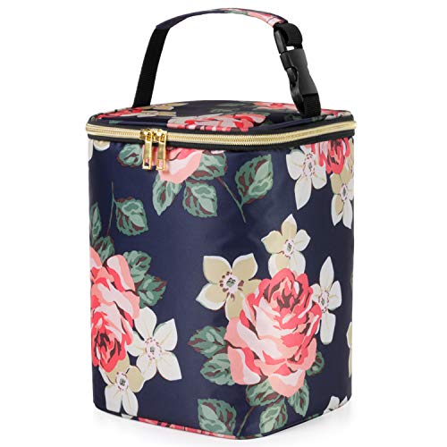 Teamoy Insulated Breastmilk Cooler Bag for Nursing Moms - Holds 4 Large 9oz Baby Bottles - Perfect for Work, Travel & Pumping On-The-Go - Peony Design (Bag Only) - Ideal for Working Moms, Daycare Drop-offs & Outdoor Activities