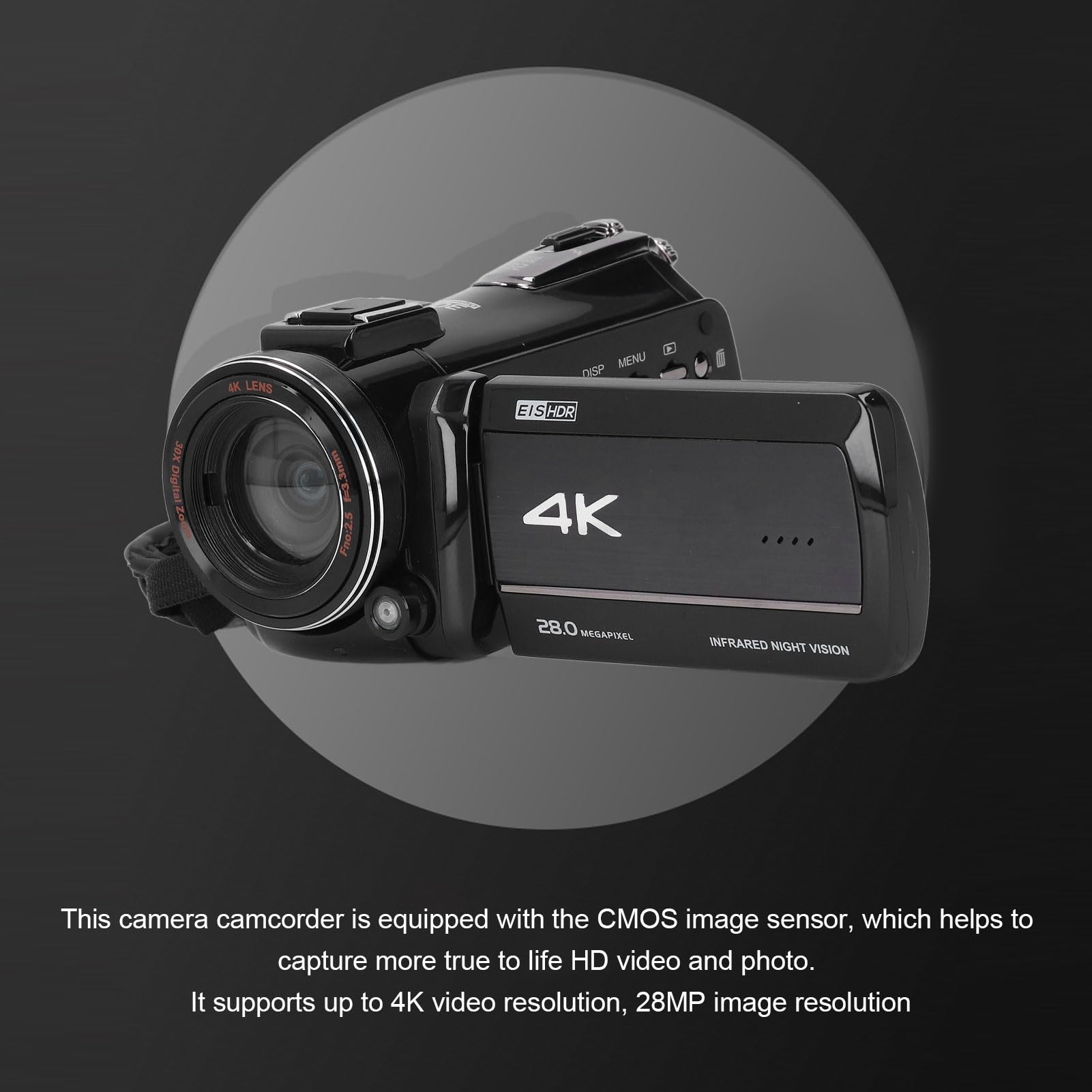 4K Video Camera Camcorder 28MP 60FPS with IR Night Vision & 30X Zoom - 3.0